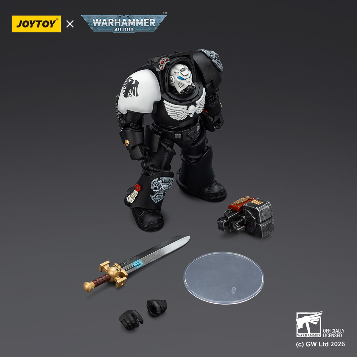 JOYTOY Warhammer 40,000 Raven Guard Terminator with Power Fist and Assault Cannon & with Power Fist and Storm Bolter & with Power Sword and Storm Bolter Action Figure