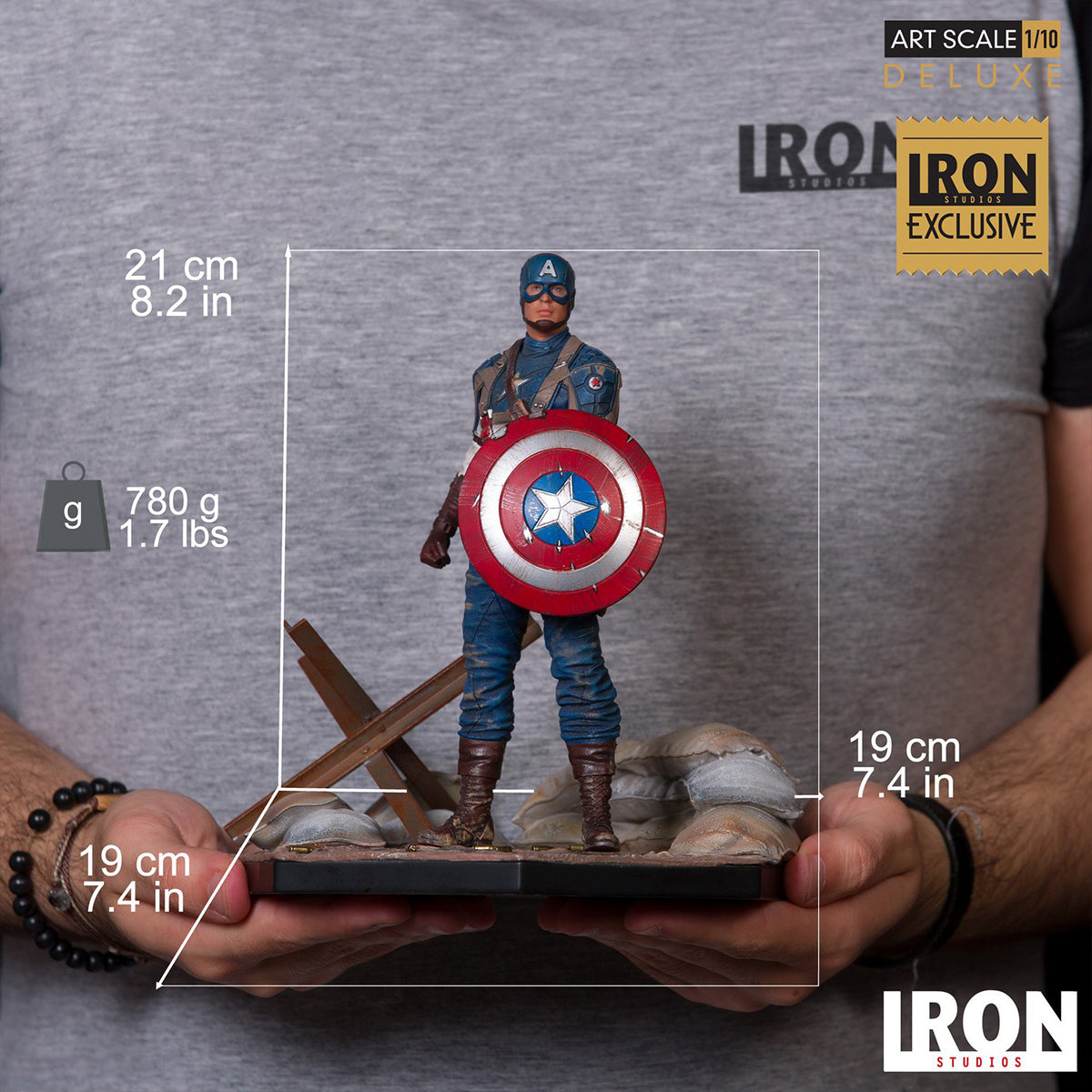 Iron Studios MARCAS18019-10 MCU 10th Years Anniversary Captain America 1/10 Scale Art Statue