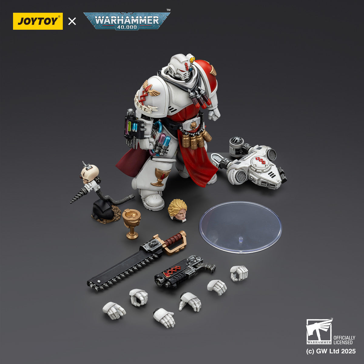 JOYTOY Warhammer 40,000, Razorback with twin lascannon/Captain with Heavy Bolt Pistol & Power Sword/Sanguinary Priest with Heavy bolt pistol chainsword and narthecium/Captain with Inferno Pistol & Power Fist, 1/18 Scale Action Figure