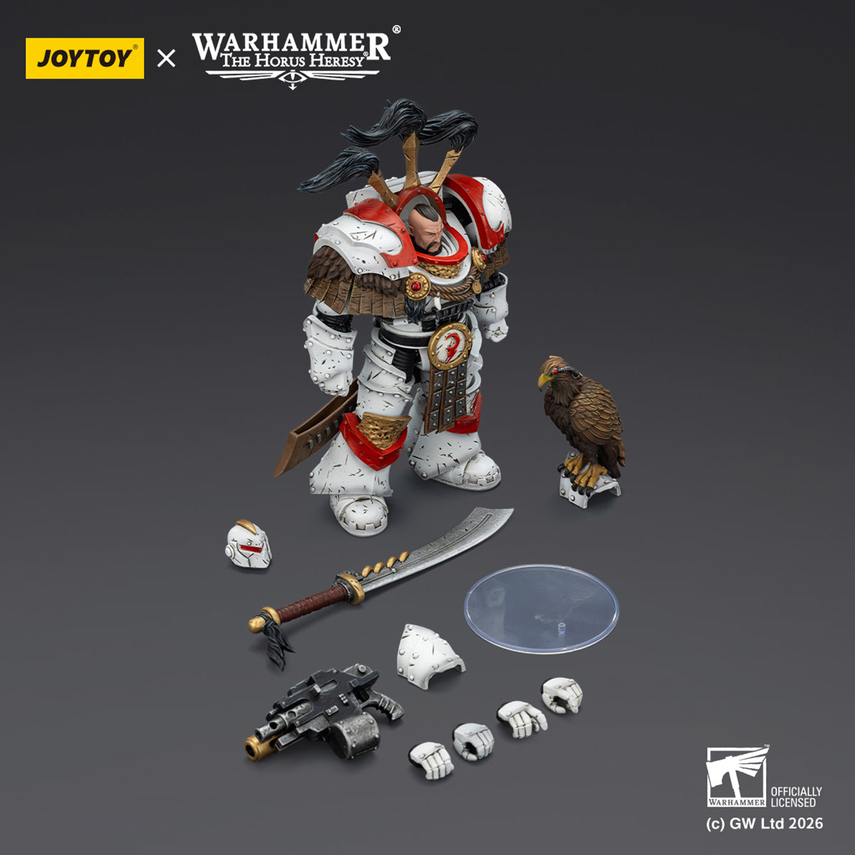 JOYTOY White Scars Legion Praetor in Cataphractii Terminator Armour & Stormseer Consul with Force Staff and Bolt Pistol JT03486 1/18 Scale Action Figure