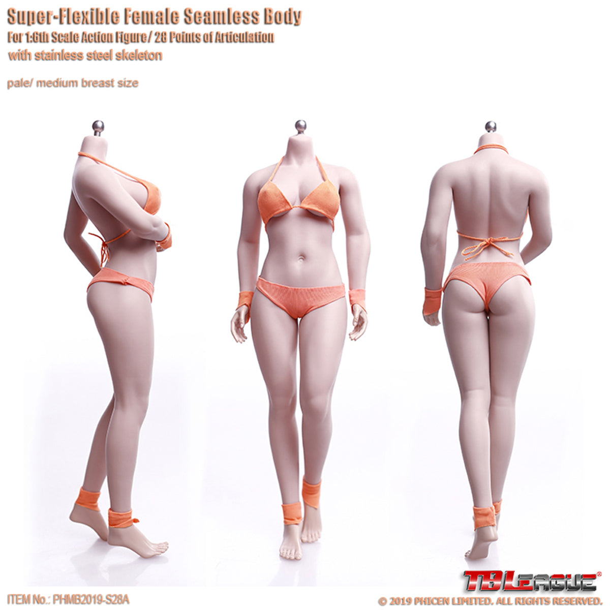TBLeague Female Seamless Medium Bust Headless Detachable Feet 1/6 Scale Action Figure Body