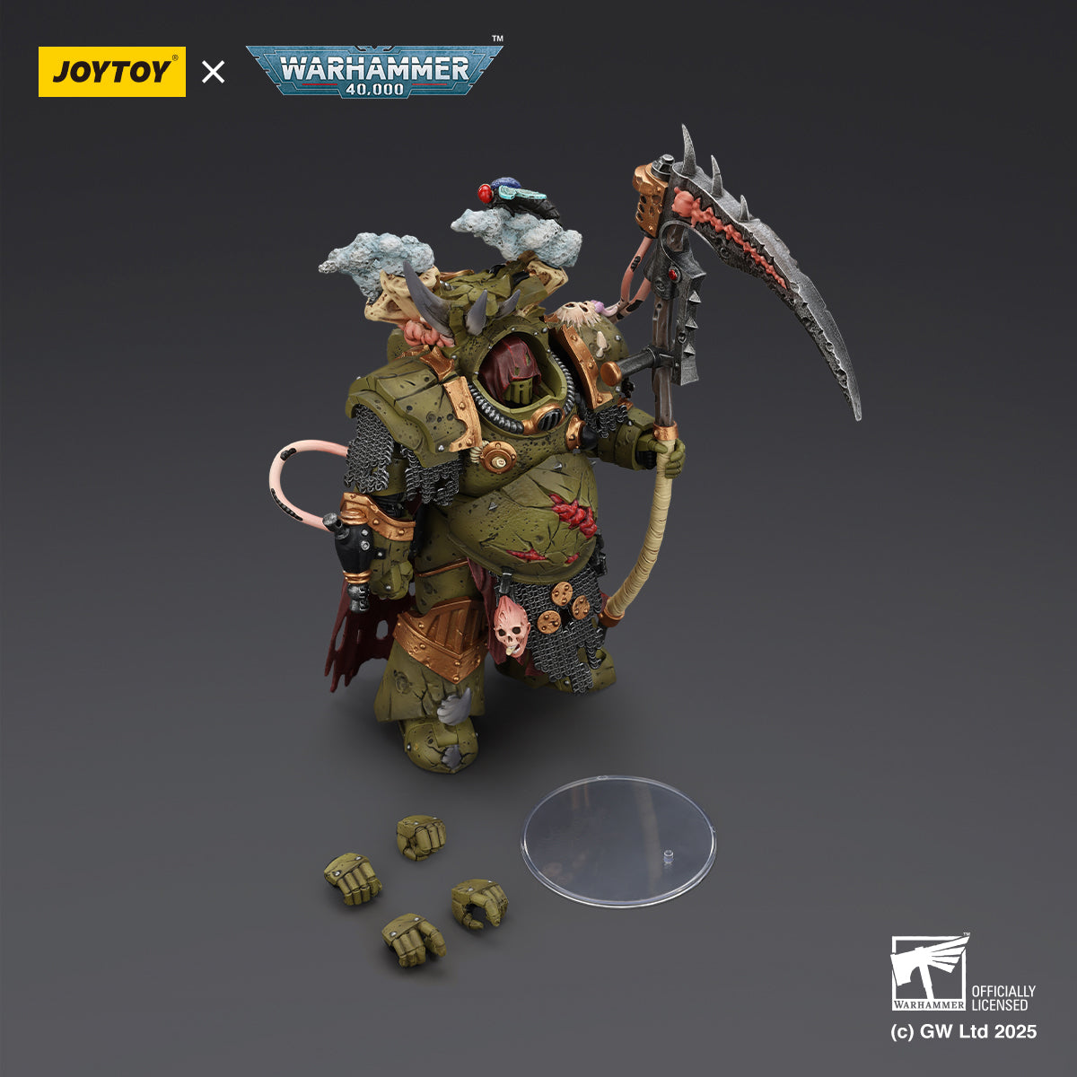 JOYTOY Death Guard Deathshroud Terminator with Manreaper and Plaguespurter Gauntlet & Champion with Manreaper and Plaguespurter Gauntlets 1/18 Scale Warhammer Action Figure