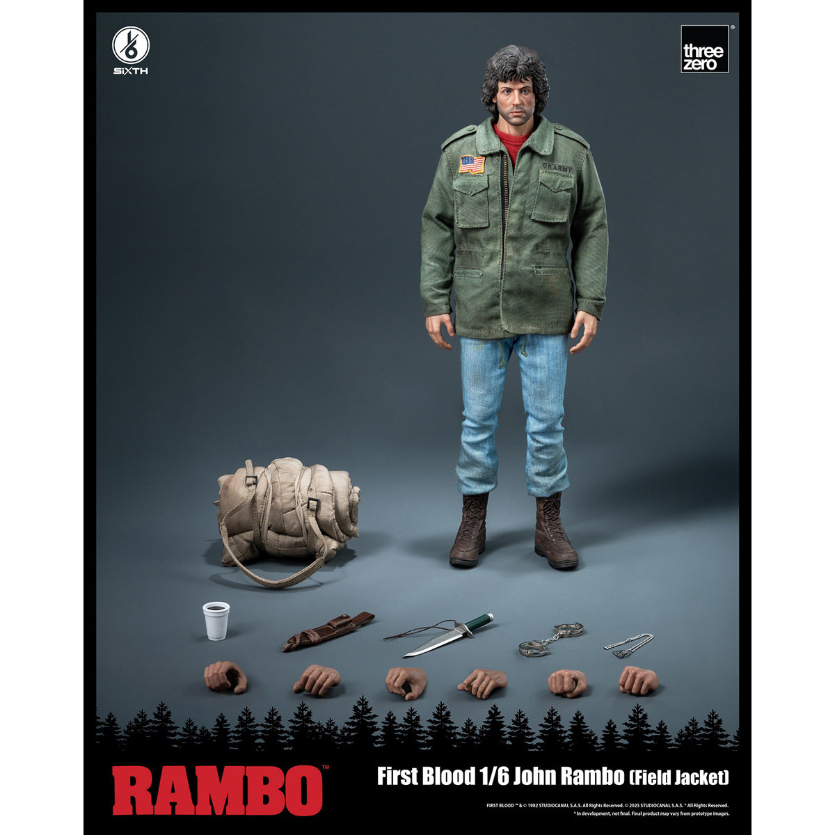 Threezero Rambo: First Blood - 3Z05530W0 John Rambo Field Jacket Edition 1/6 Scale Movie Style Action Figure