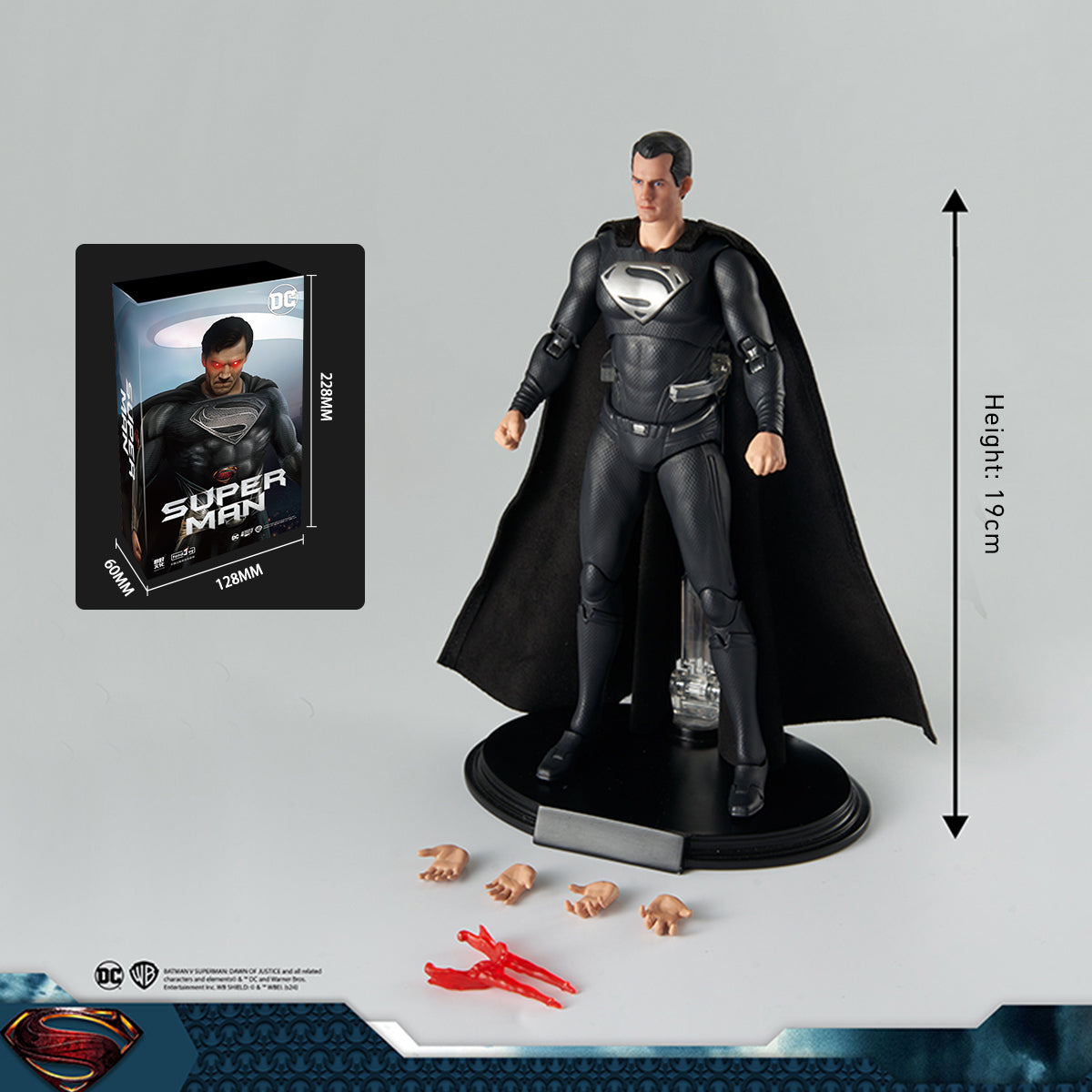 Ensemble complet Fondjoy : figurine masculine miniature de super-héros noir à l'échelle 1:9