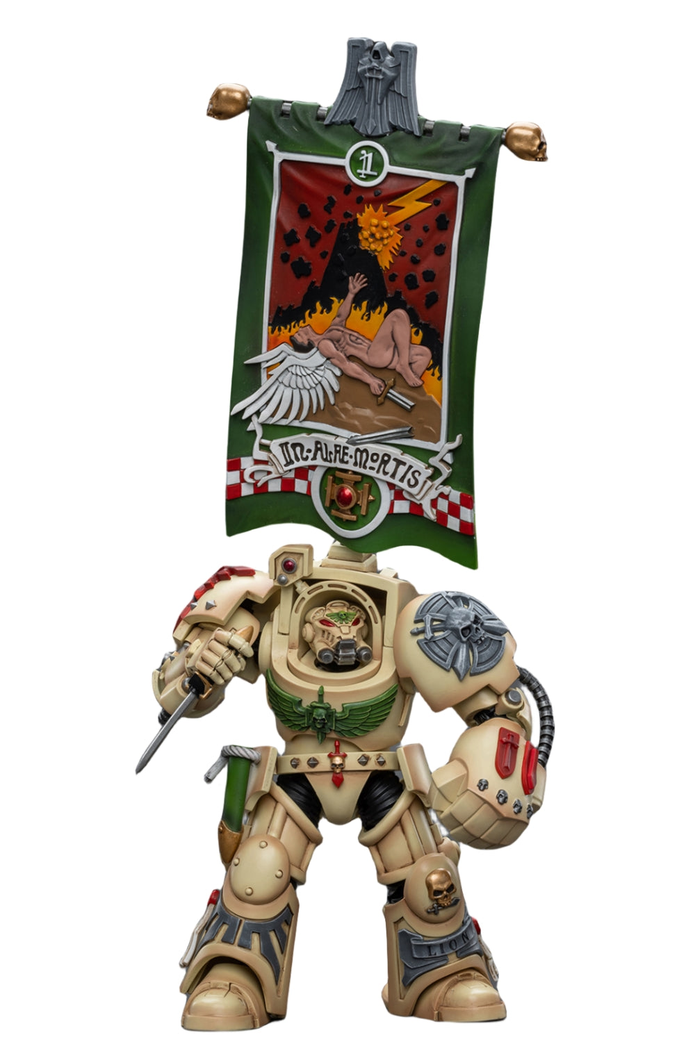 Figurine de collection JoyToy JT9176 40K : Dark Angels Deathwing Ancient avec bannière de compagnie, figurines d'action à l'échelle 1:18