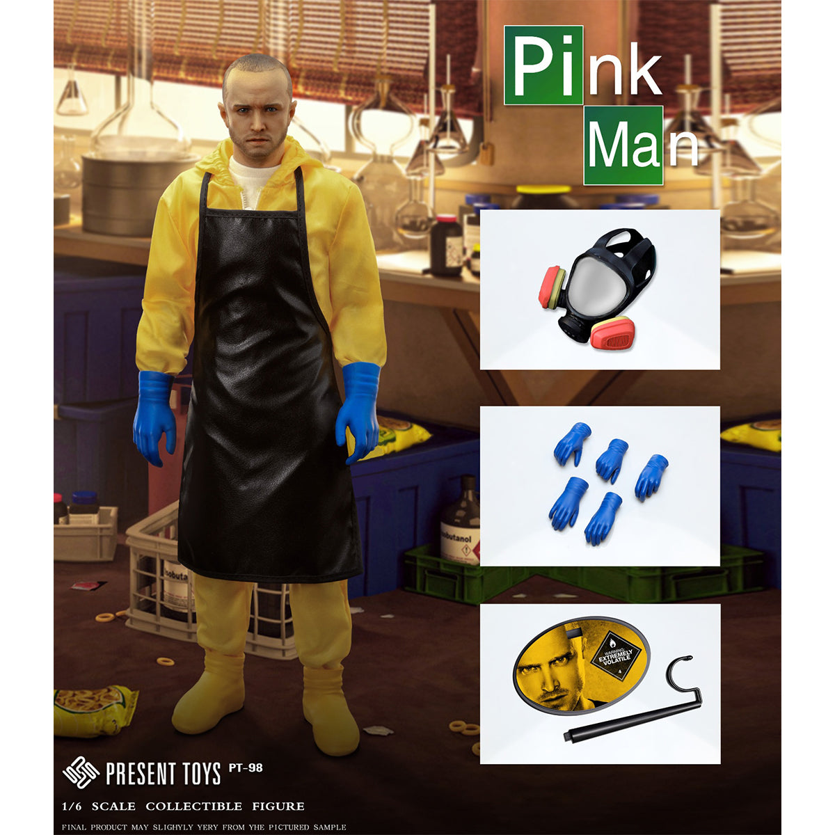 PRESENT TOYS, Pink Man/Toxic White/Scene Set, Action Figures