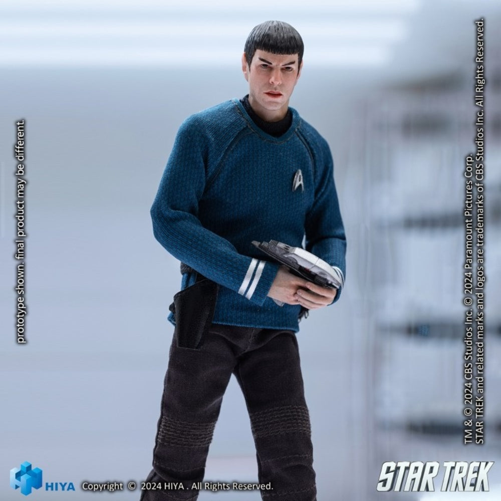 Coffret complet HIYA : Star Trek 2009, Spock, style science-fiction, figurine miniature à l'échelle 1:12