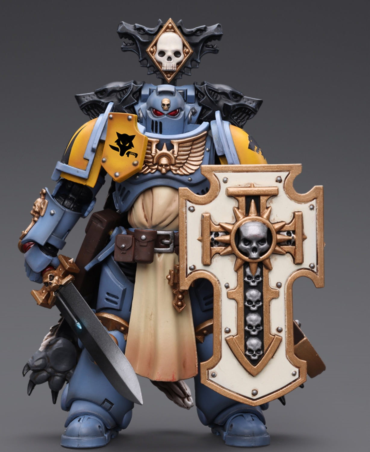 Figurine de collection JoyToy 40K : Primaris Space Marines Space Wolves Bladeguard Veteran, échelle 1:18, figurines d'action JT2795 (Space Wolves JT2795)