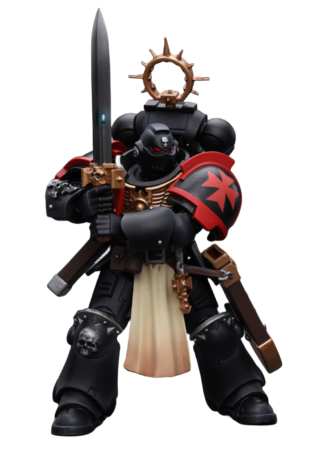 Figurine de collection JoyToy Warhammer 40K : Primaris Space Marines Black Templars Bladeguard Veteran, échelle 1:18, figurines articulées JT2801 (Black Templars JT2801)