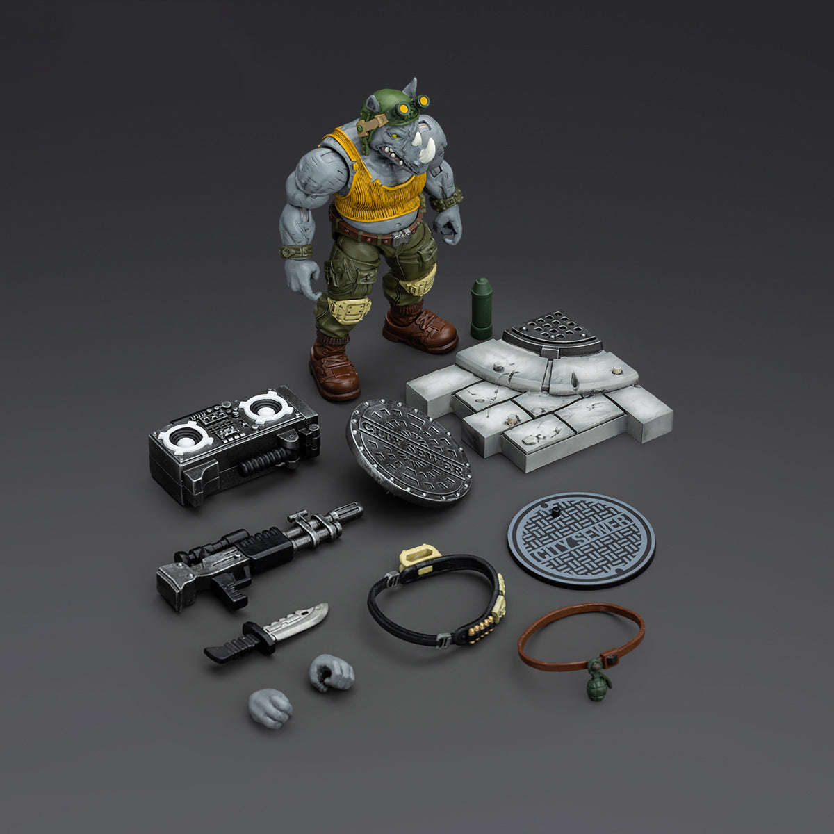 JOYTOY TMNT Series, Rocksteady, Collectible Action Figure