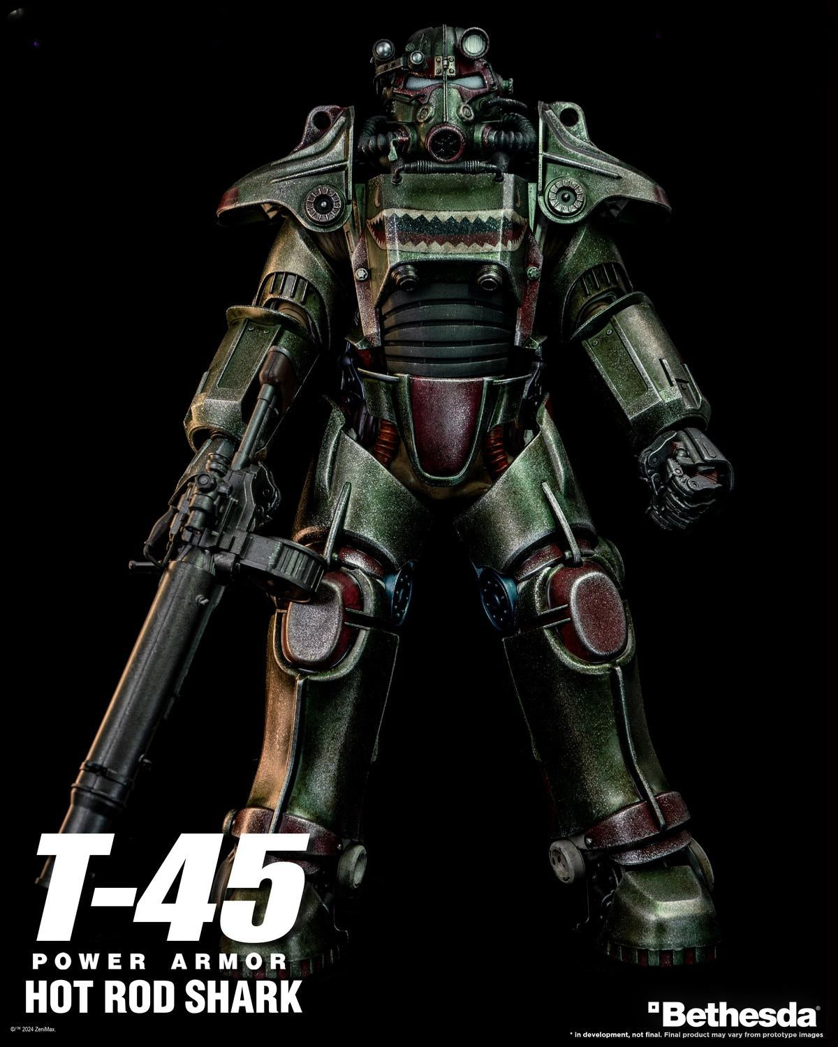 Figura de acción de servoarmadura de tiburón Threezero Fallout T-45 Hot Rod