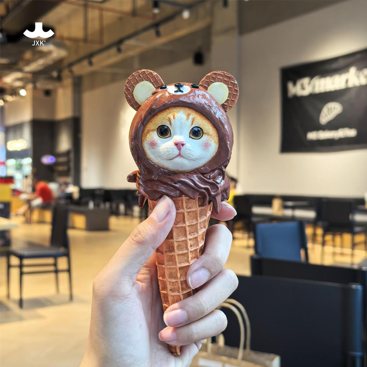 JXK Kitty Cone Cat Figurine 2.0 Static Expertly Hand-Painted Lifelike Animal Figurine