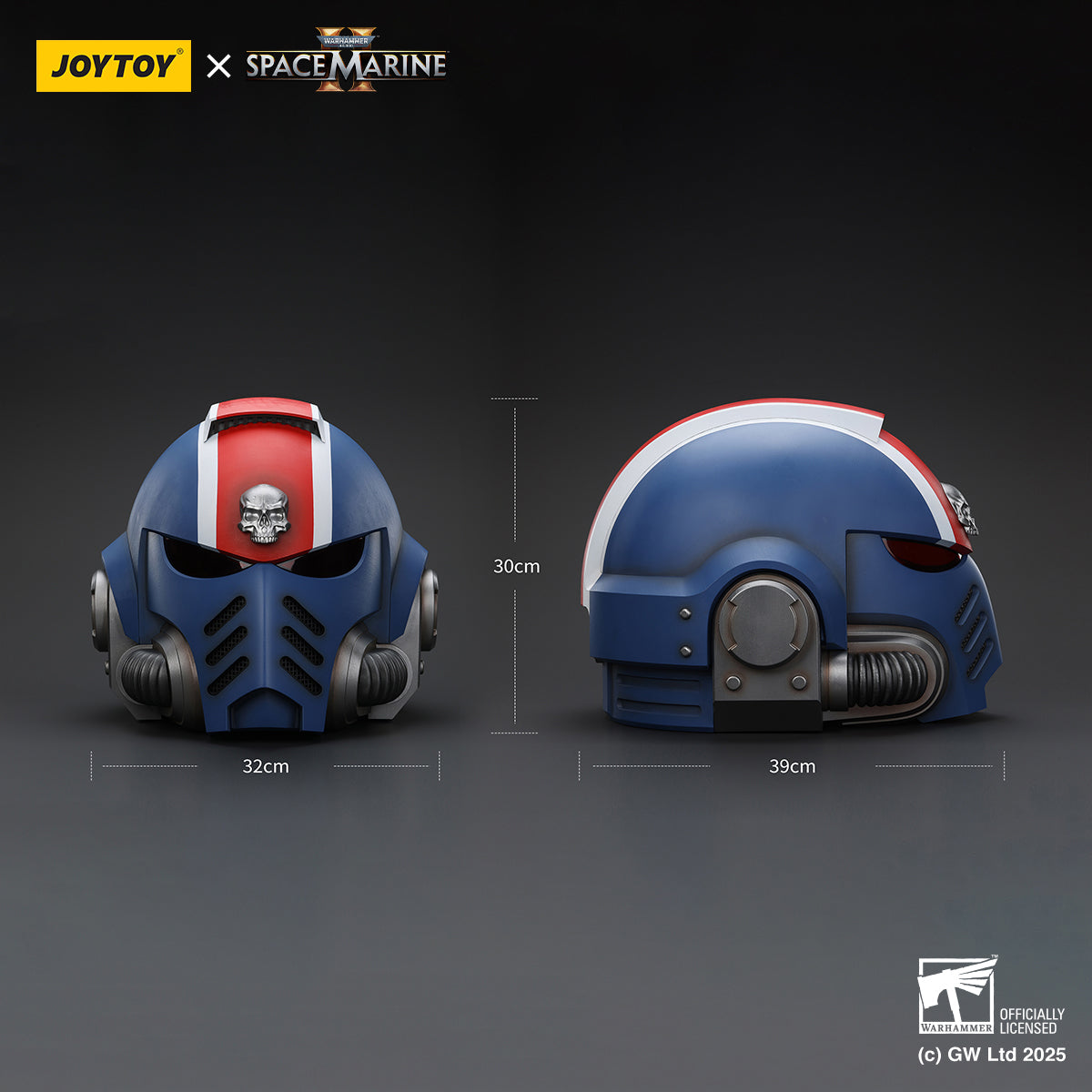 JOYTOY Warhammer 40,000, Ultramarines Lieutenant Titus' MKX Helmet & Display Stand, 1/1 Scale Collectibles
