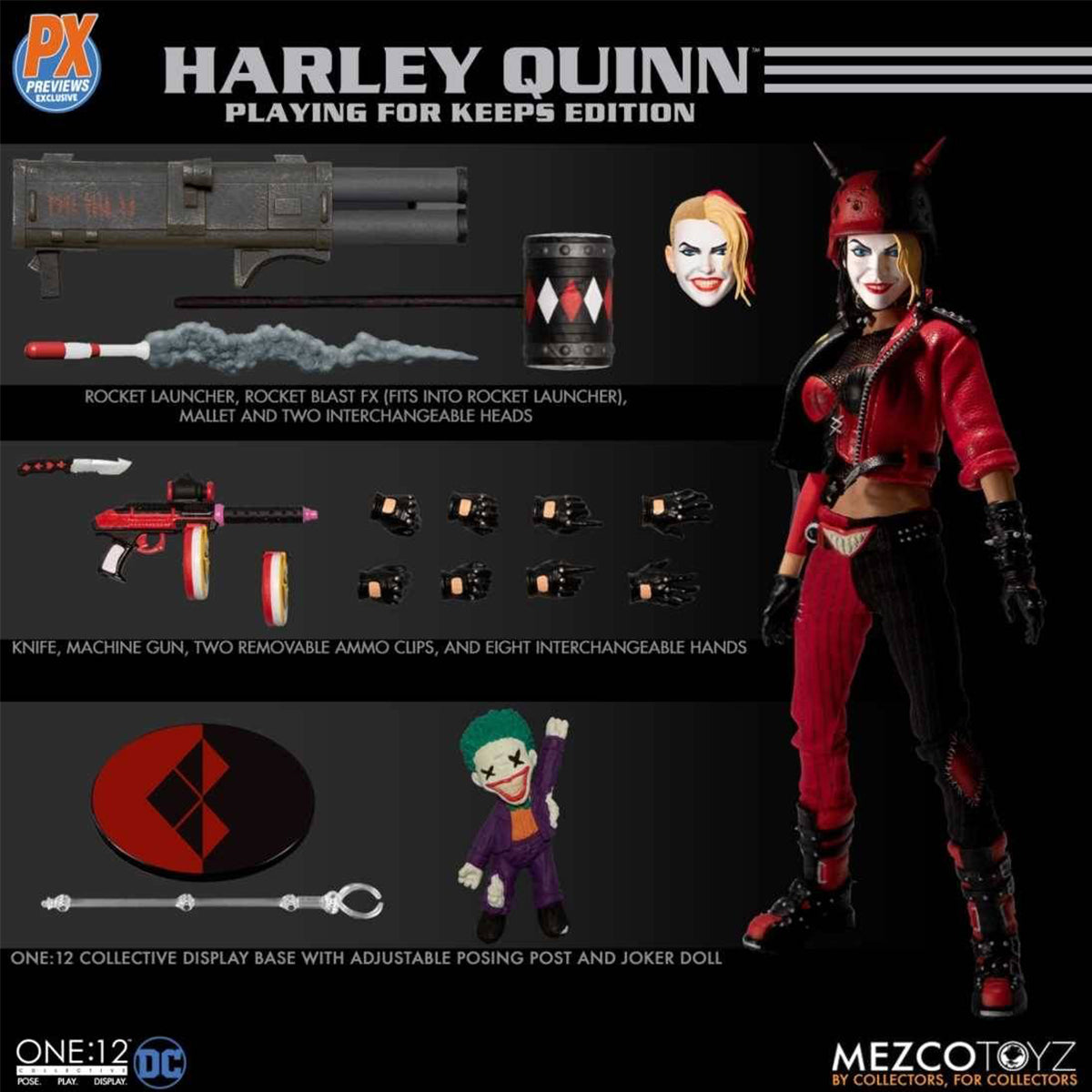Mezco Toyz One:12 Collective Harley Quinn (Playing For Keeps) PX AF SEP198653 1/12 Scale Action Figure