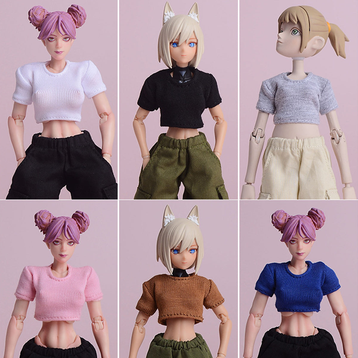 Ropa para muñecas ATStory: Top corto de manga corta Mecha Girl - Blanco para figura de acción