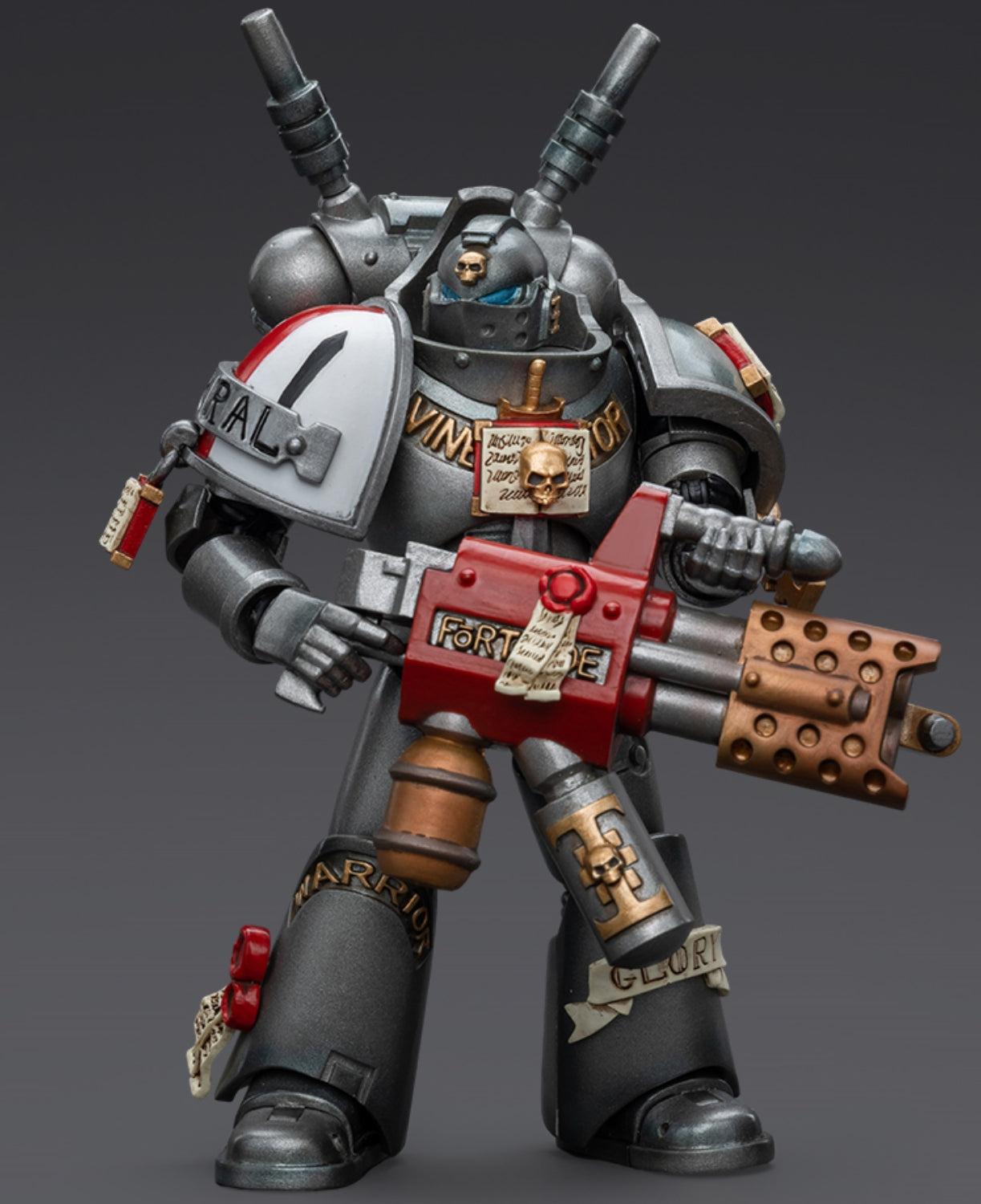 Figurine de collection JoyToy Warhammer 40K : Grey Knights Interceptor Squad Interceptor avec incinérateur, échelle 1:18, JT8971