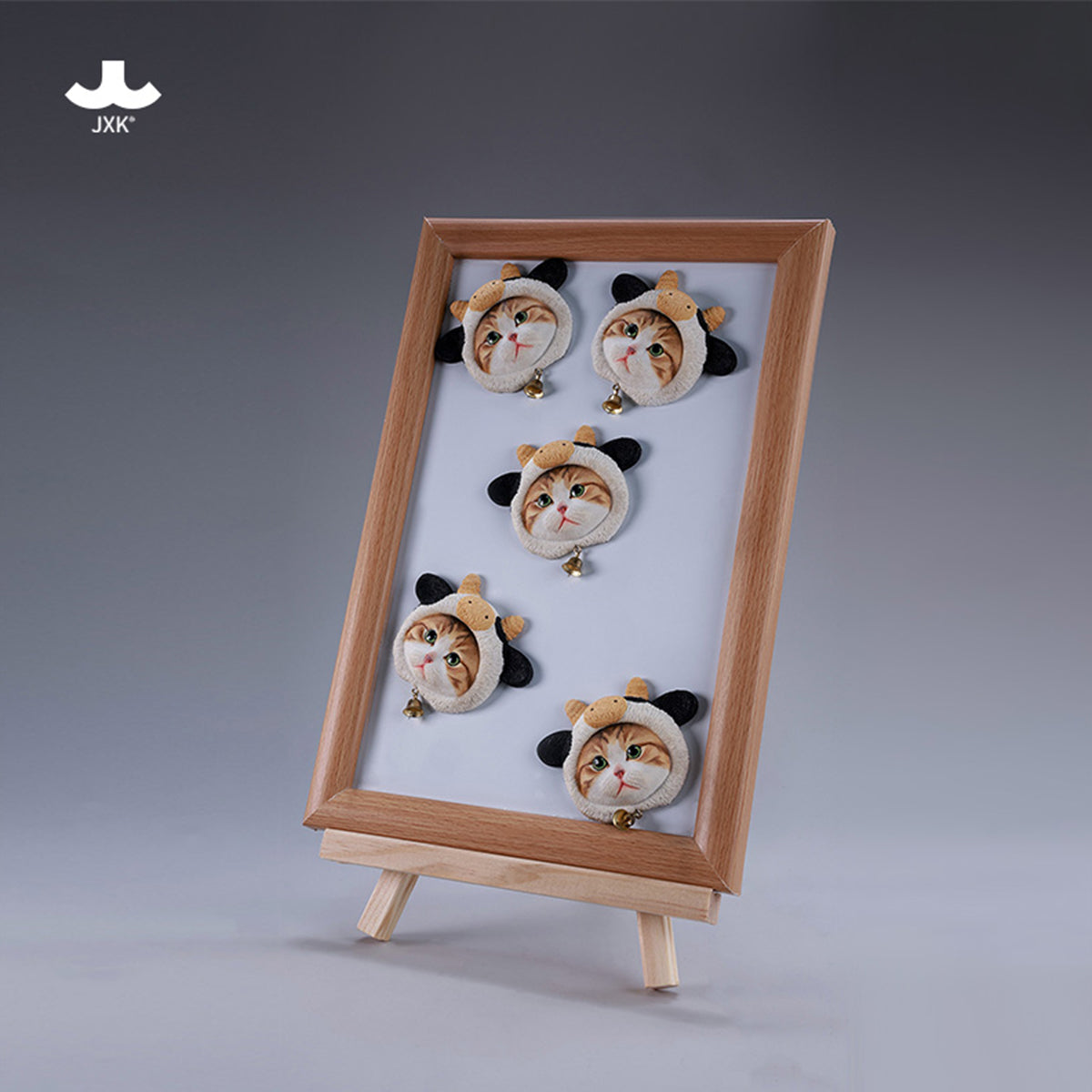 JXK, Cute Cat in Milk Cow Hat Magnet, Static Expertly Hand-Painted Lifelike Animal Figurine