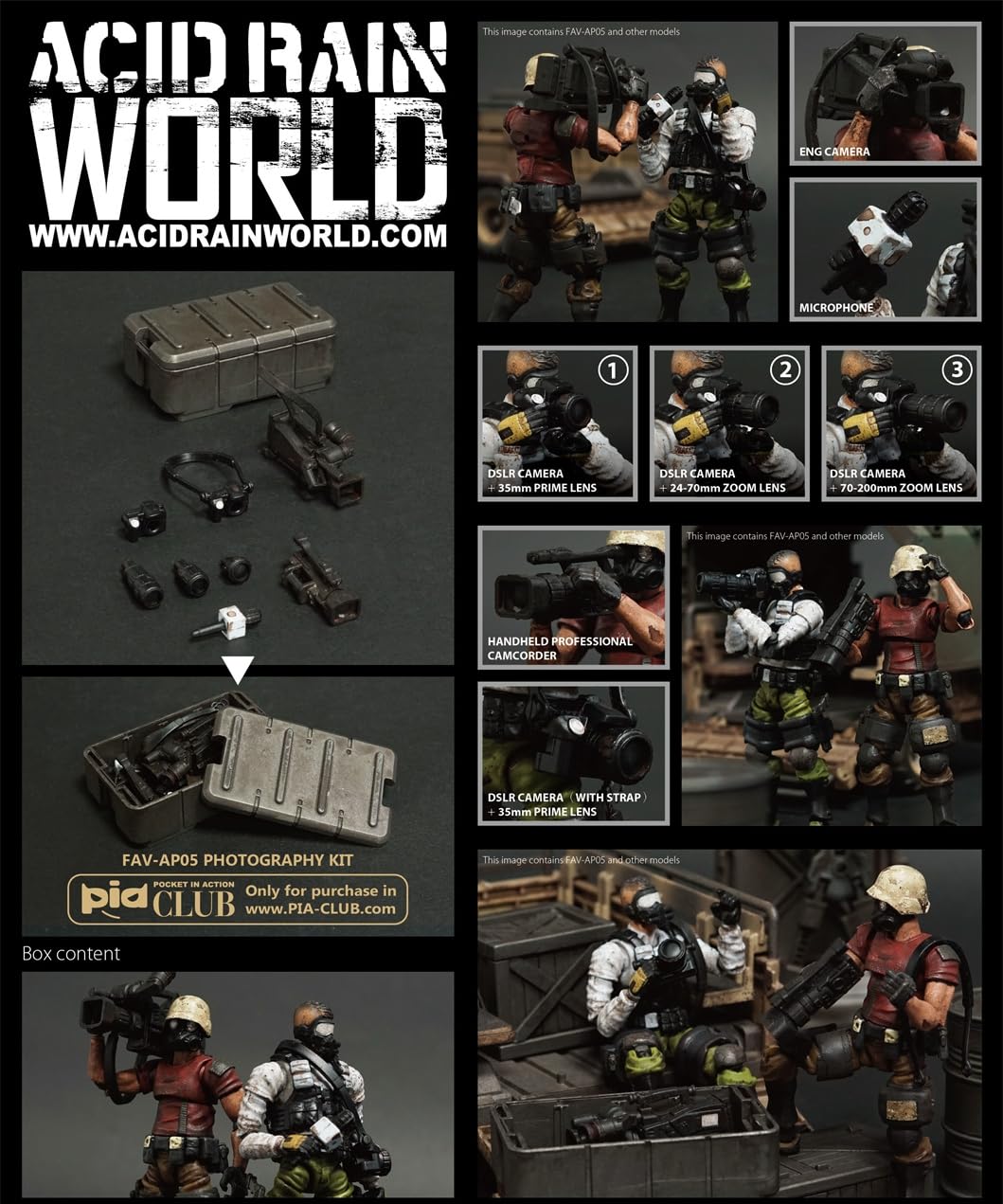 Figura coleccionable de Toys Alliance X Acid Rain: Acid Rain: Kit de fotografía para figura de acción en miniatura a escala 1:18 FAV-AP05