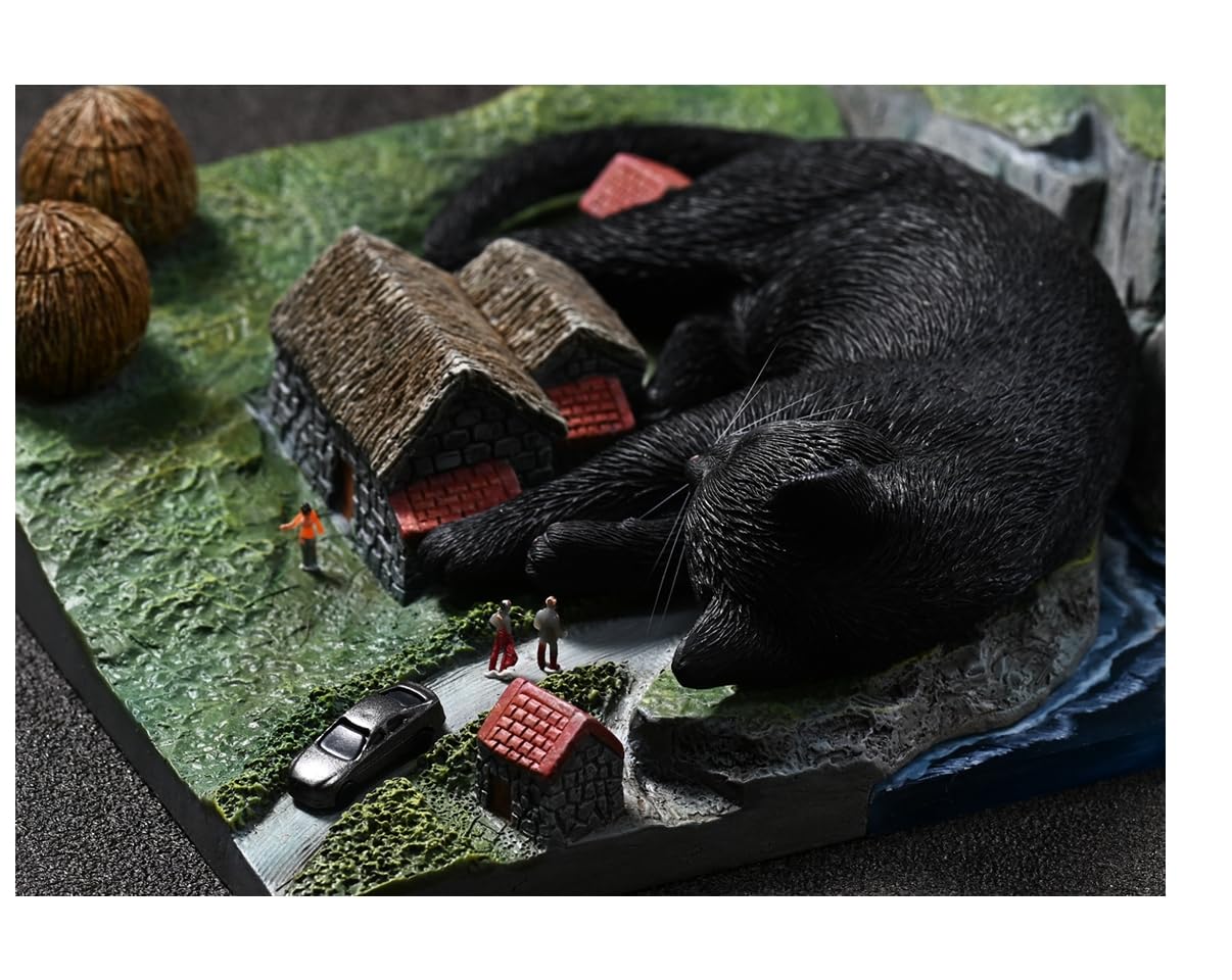 Figura de gato coleccionable JXK: El gato gigante atacante, pintada a mano por expertos, resina realista y segura, figura de animal en miniatura a escala 1:6