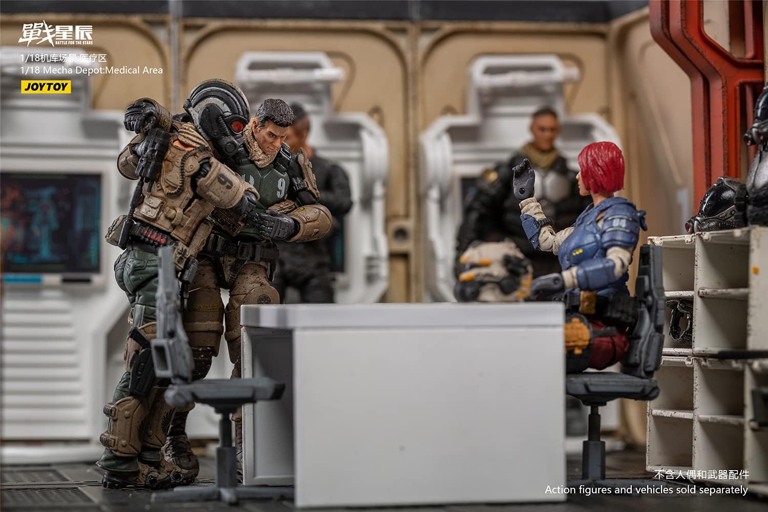 JoyToy JT1088 Figurine d'action de science-fiction à l'échelle 1/18, base Mecha Depot : zone médicale