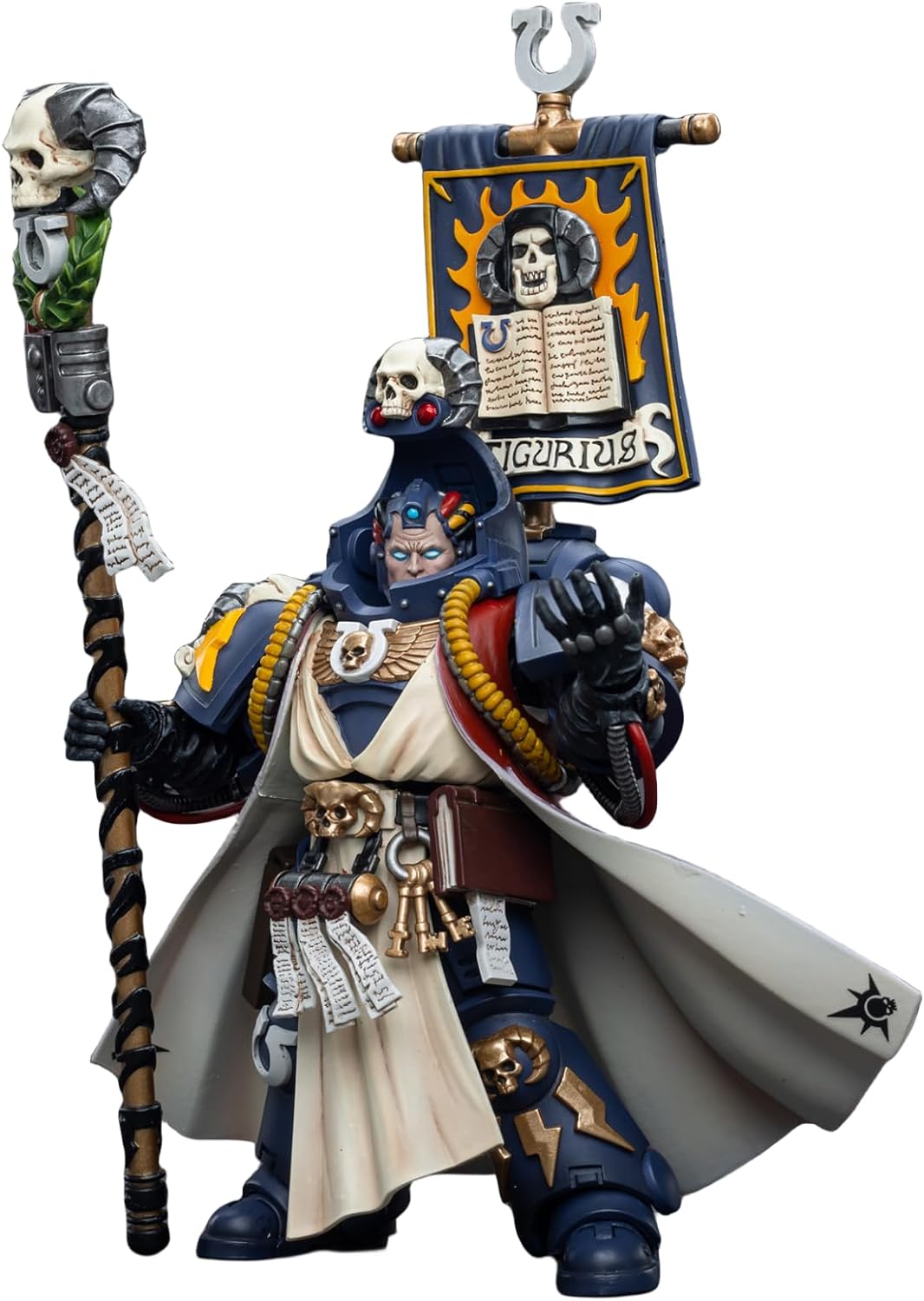 JoyToy Warhammer 40K Figurine de collection : Tigurius, bibliothécaire en chef des Ultramarines, figurines d'action à l'échelle 1/18 JT6885 (Tigurius)