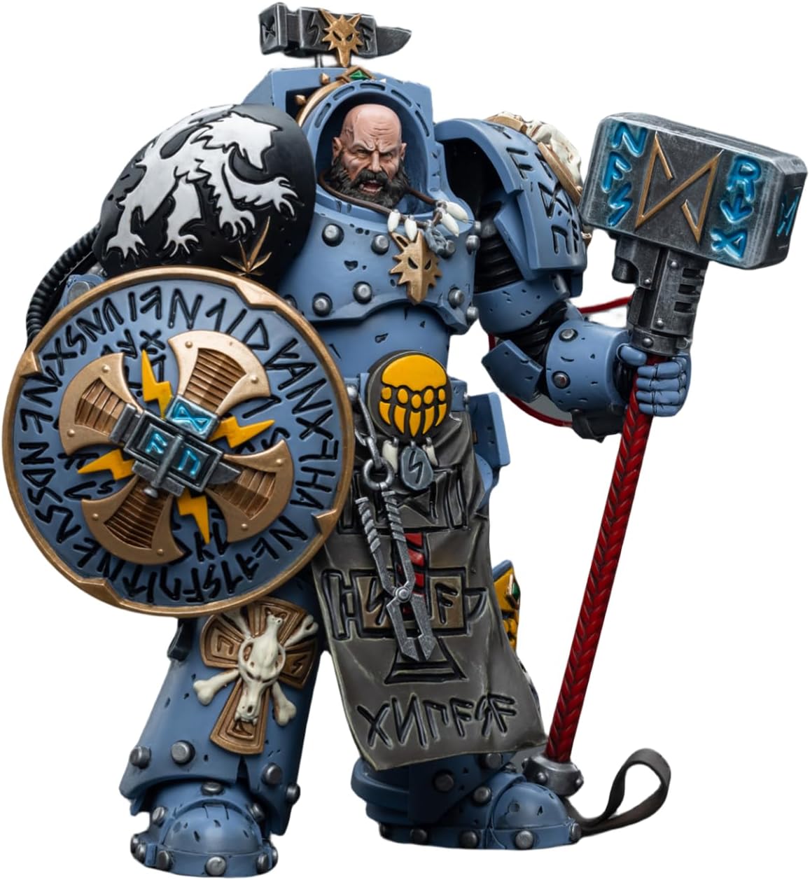 Figurine de collection JoyToy Warhammer 40K : Space Wolves Arjac Rockfist, échelle 1:18