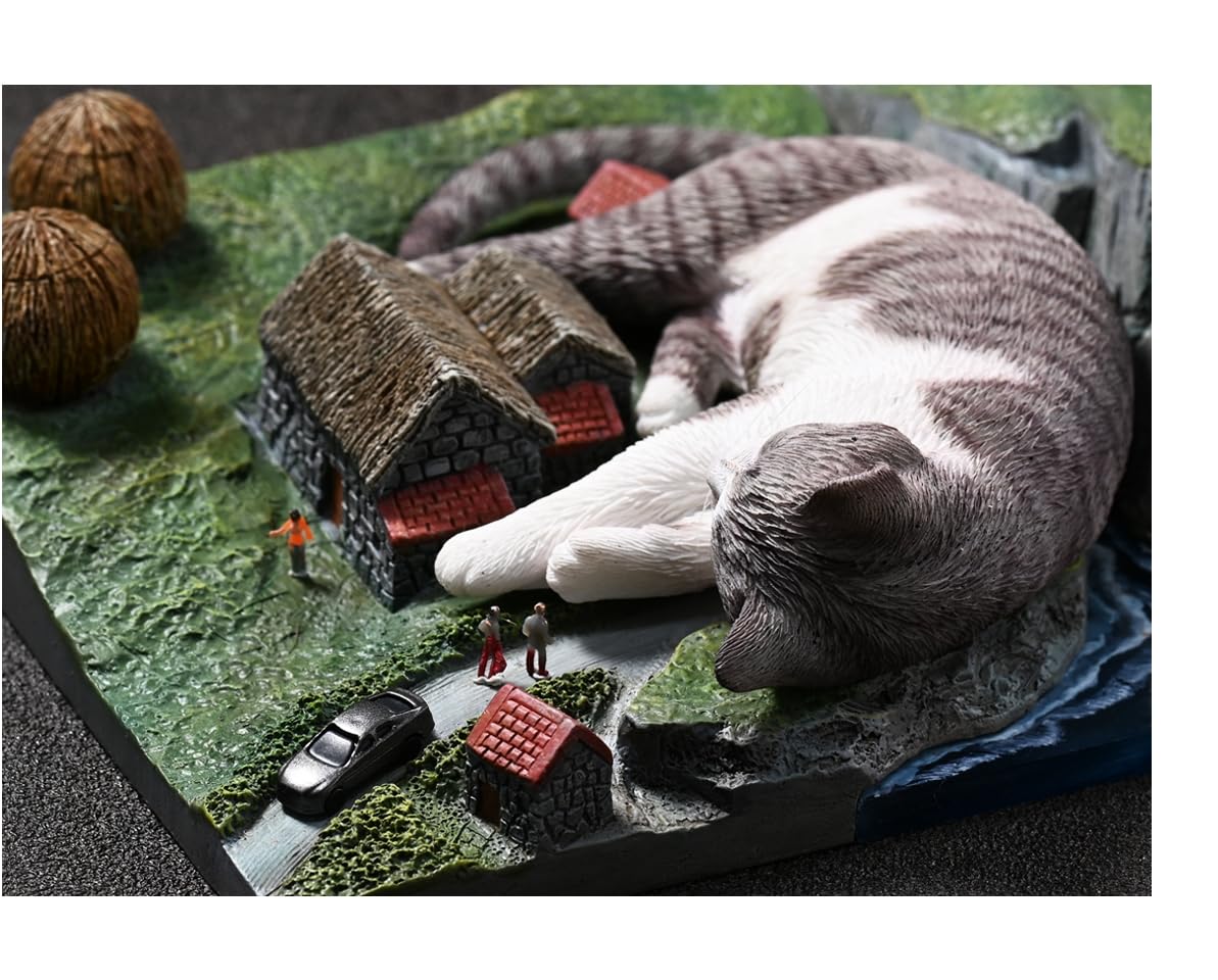 Figura de gato coleccionable JXK: El gato gigante atacante, pintada a mano por expertos, resina realista y segura, figura de animal en miniatura a escala 1:6
