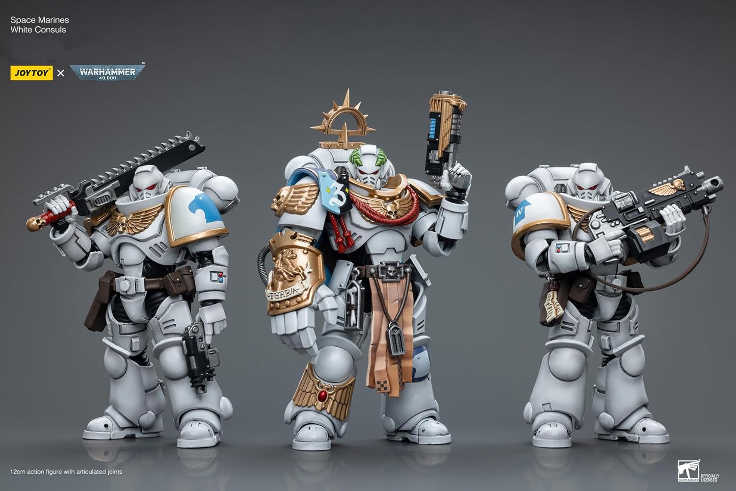 Figurine de collection JoyToy Warhammer 40K Space Marines White Consuls Intercessors 02 à l'échelle 1:18