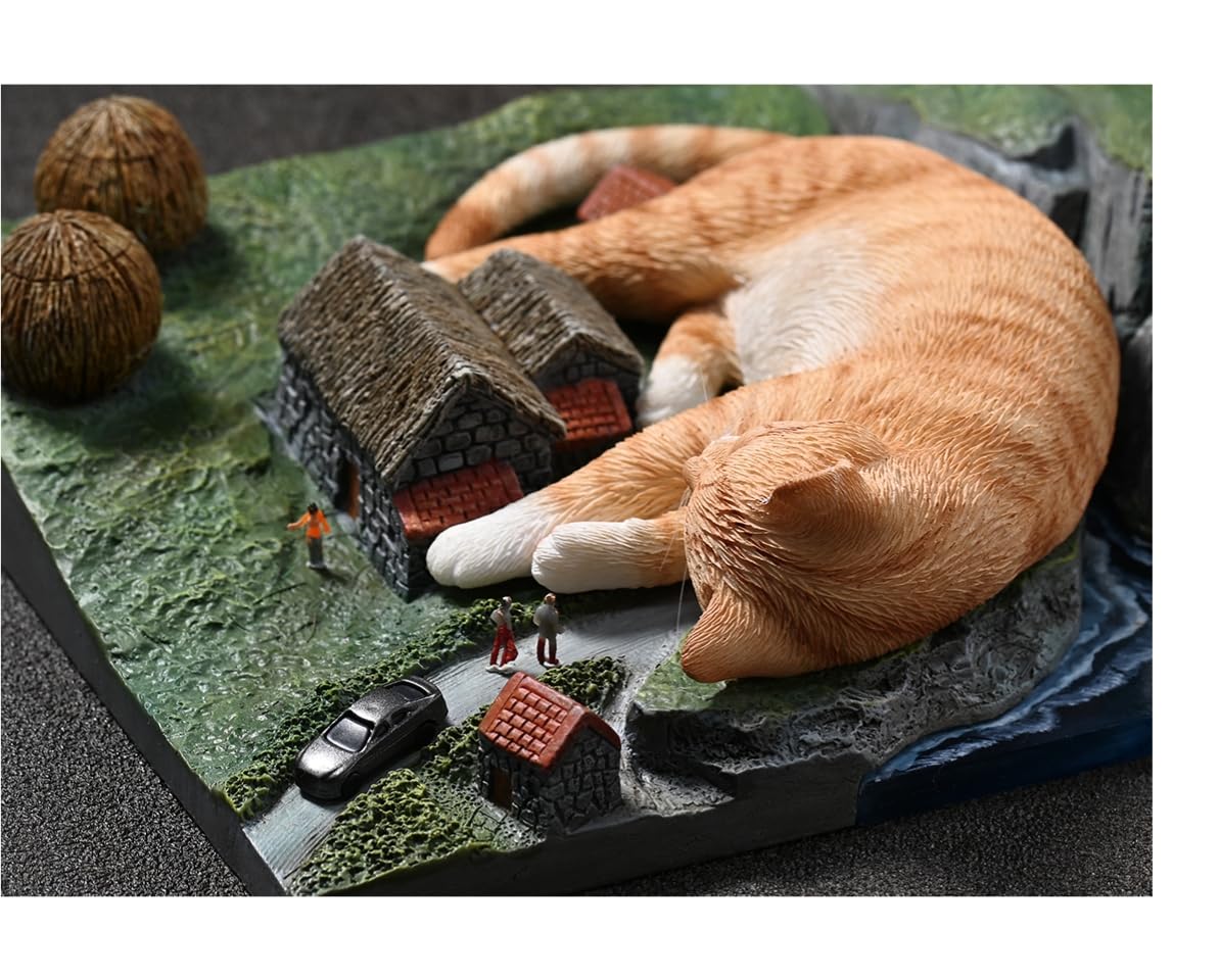 Figura de gato coleccionable JXK: El gato gigante atacante, pintada a mano por expertos, resina realista y segura, figura de animal en miniatura a escala 1:6