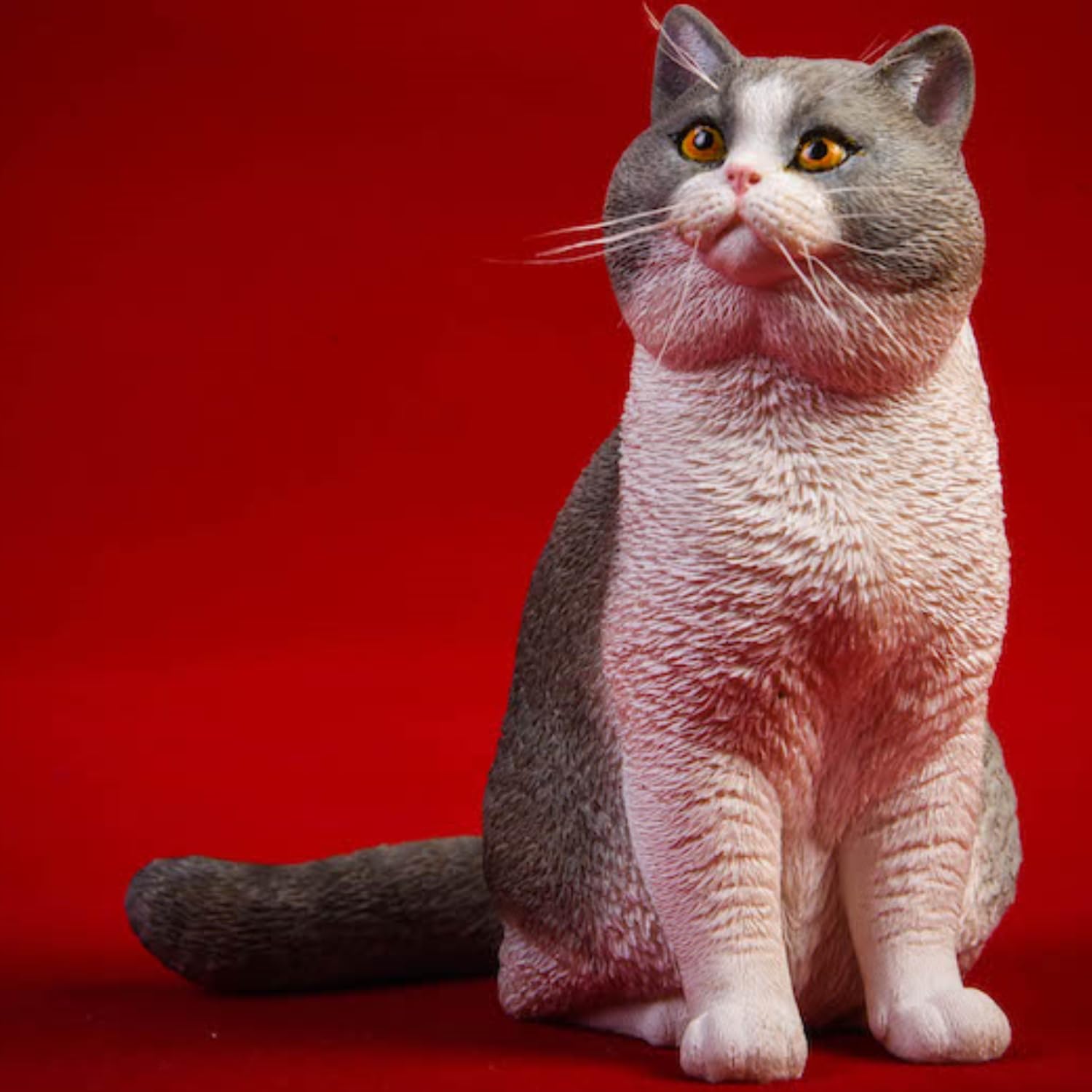 Figura de gato coleccionable JXK: Gato de pelo corto, pintada a mano por expertos, realista, de resina segura, miniatura a escala 1:6.