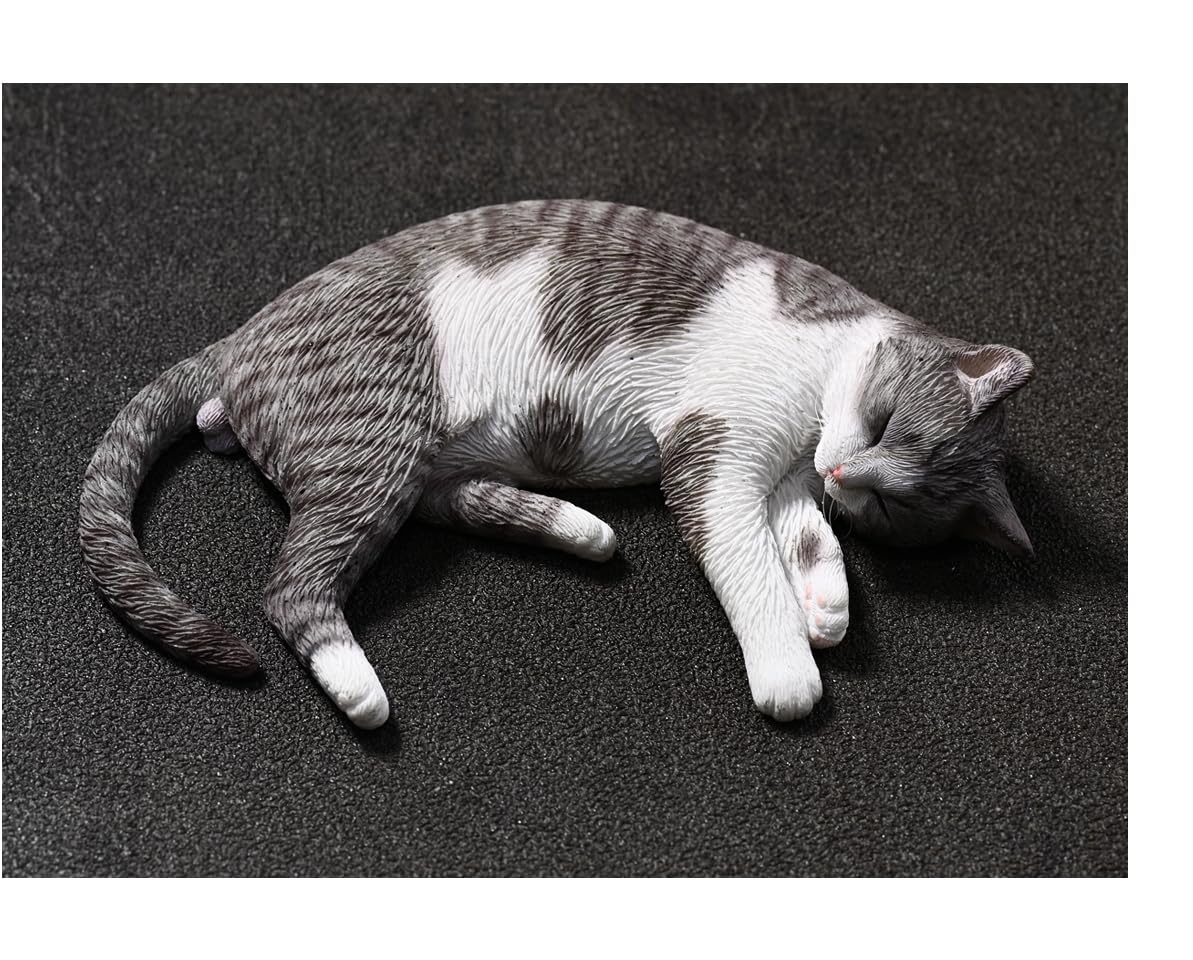 Figura de gato coleccionable JXK: El gato gigante atacante, pintada a mano por expertos, resina realista y segura, figura de animal en miniatura a escala 1:6