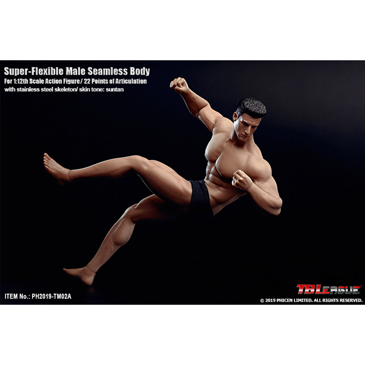 TBLeague, Seamless Muscular Male Body Suntan-Skin with Head Sculpt, Action Figures Body