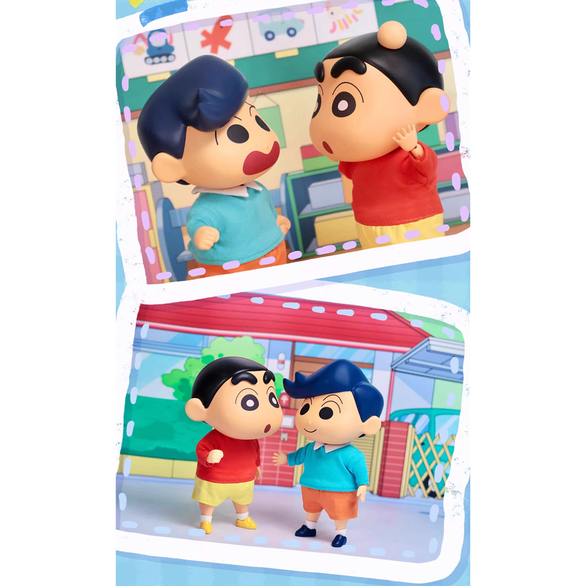 IO CREATIONS Crayon Shin-chan QQ Bouncy Series, Touru Kazama & Nohara Shinnosuke, Movable Soft Vinyl Dress-Up Action Figures
