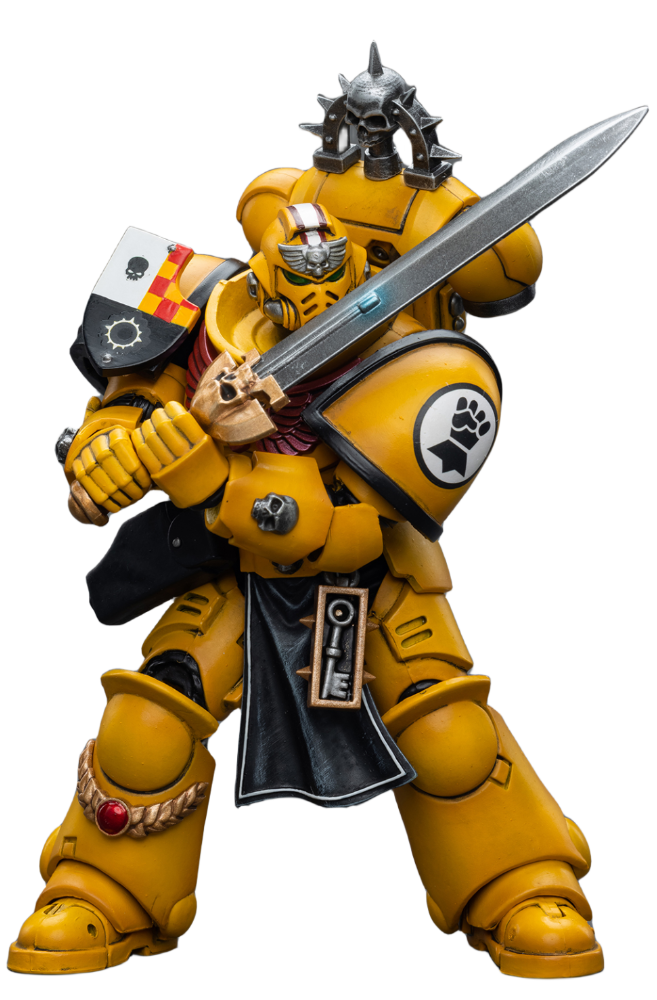 Figurine de collection JoyToy Warhammer 40K : Lieutenant Imperial Fists avec épée énergétique, échelle 1:18