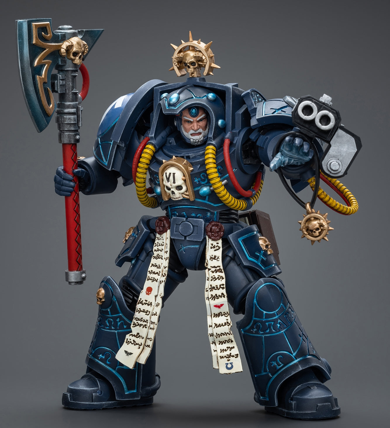 Figurine de collection JoyToy 40K : Bibliothécaire des Ultramarines en armure Terminator, échelle 1:18, JT9794