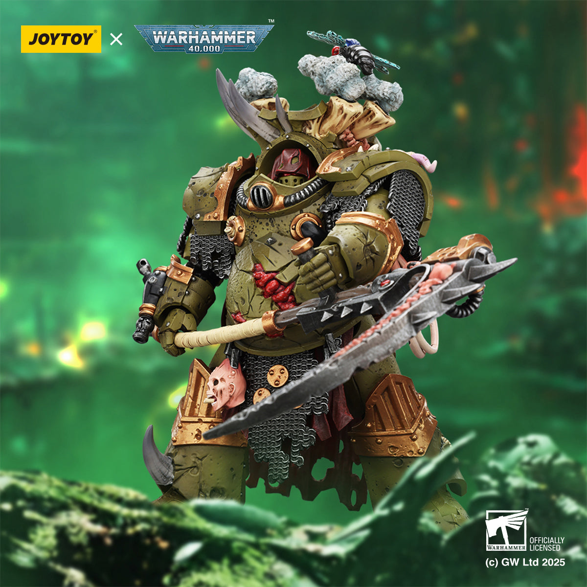 JOYTOY Death Guard Deathshroud Terminator with Manreaper and Plaguespurter Gauntlet & Champion with Manreaper and Plaguespurter Gauntlets 1/18 Scale Warhammer Action Figure