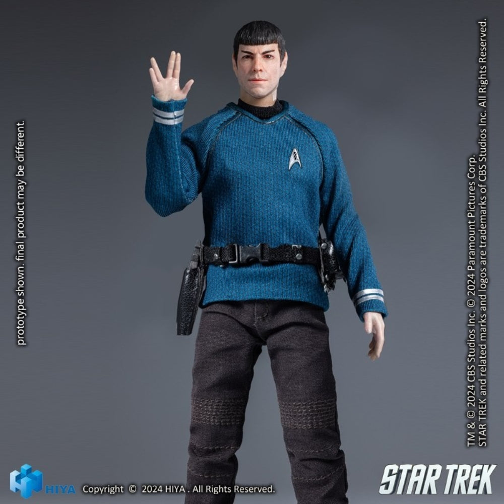 Coffret complet HIYA : Star Trek 2009, Spock, style science-fiction, figurine miniature à l'échelle 1:12