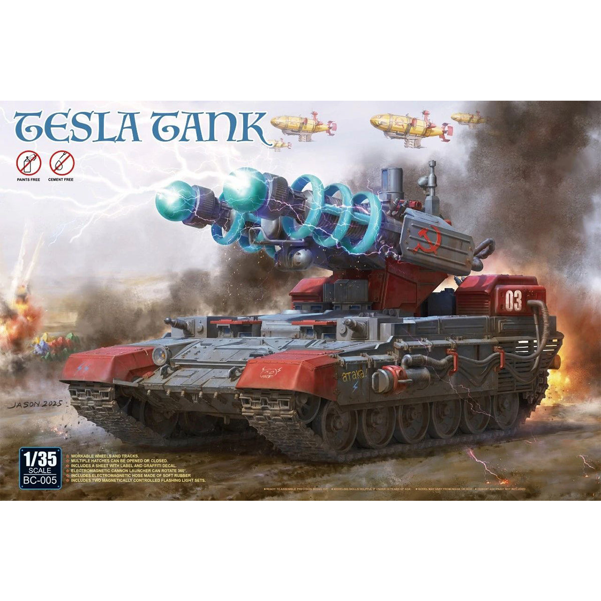 BORDER BC-005 Soviet Magnetic Storm Tank Gesla Gank/BC-004 Kirov Airship/BC-003 Soviet Apocalypse Tank Ver2.0/BC-002 Grizzly Battle Tank/BA-002 Hell Knight Syl Model Kit