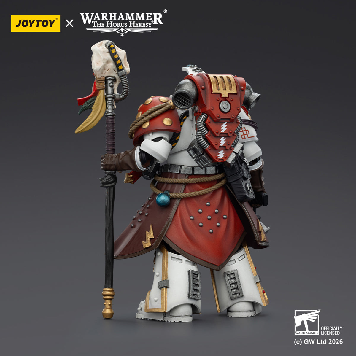 JOYTOY White Scars Legion Praetor in Cataphractii Terminator Armour & Stormseer Consul with Force Staff and Bolt Pistol JT03486 1/18 Scale Action Figure