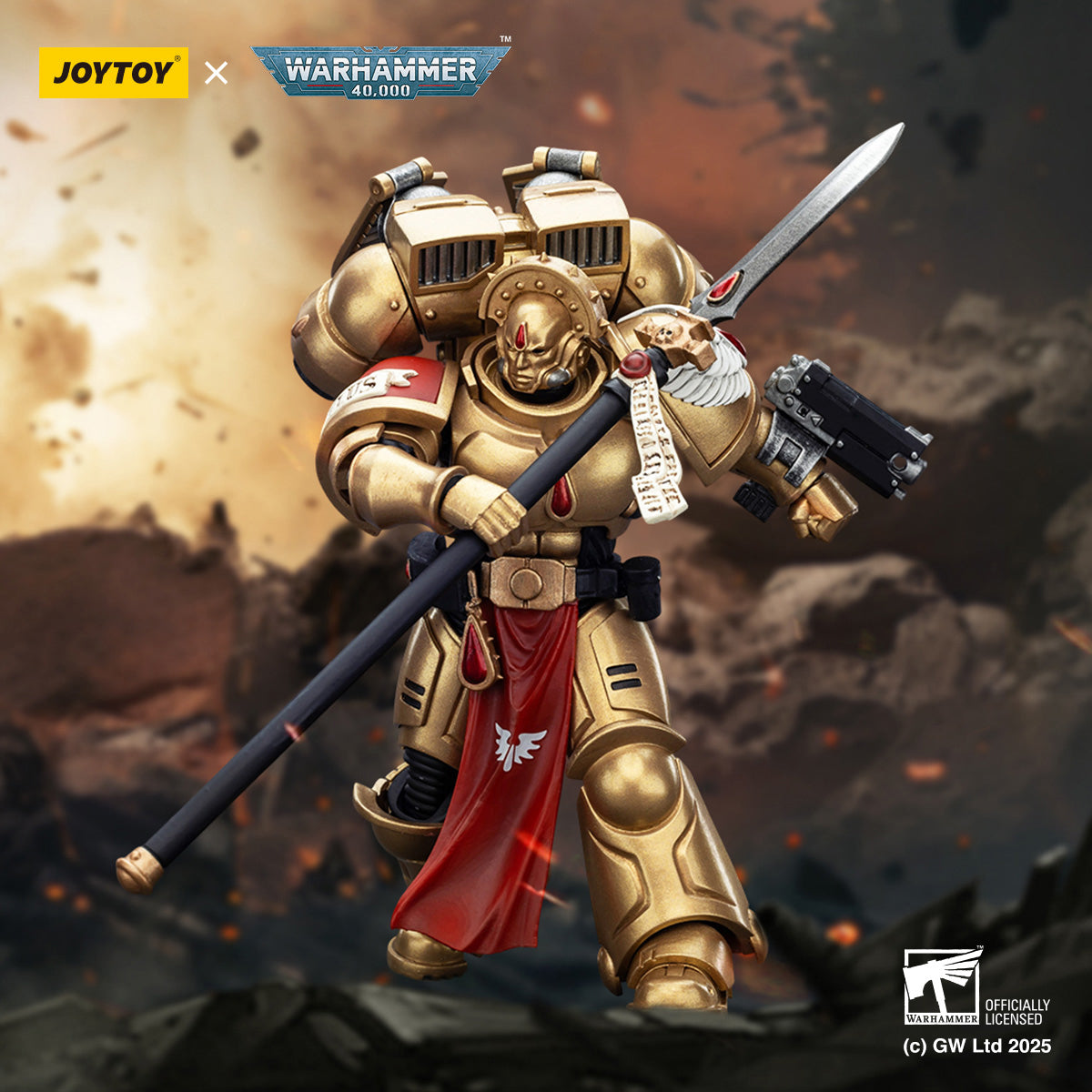 (Only Shipped to the US) JOYTOY Blood Angels Sanguinary Guard 2 with Angelus Boltgun and Encarmine Spear JT01857 1/18 Scale Action Figure