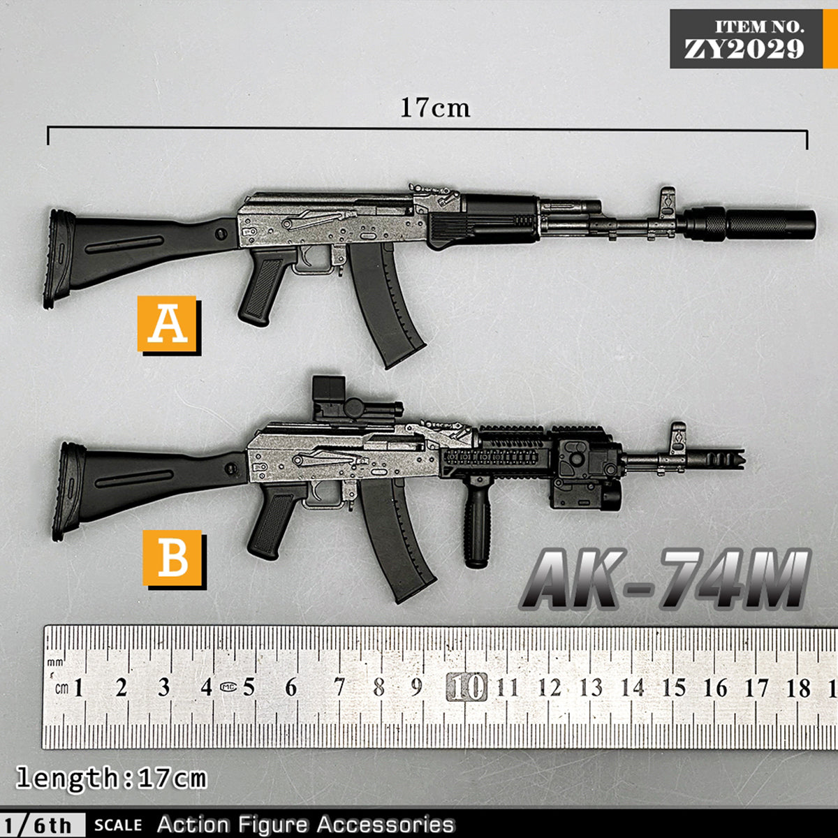 ZYTOYS, AK74M Russian Assault Rifle, Doll Accessory for 12-inches Action Figurine