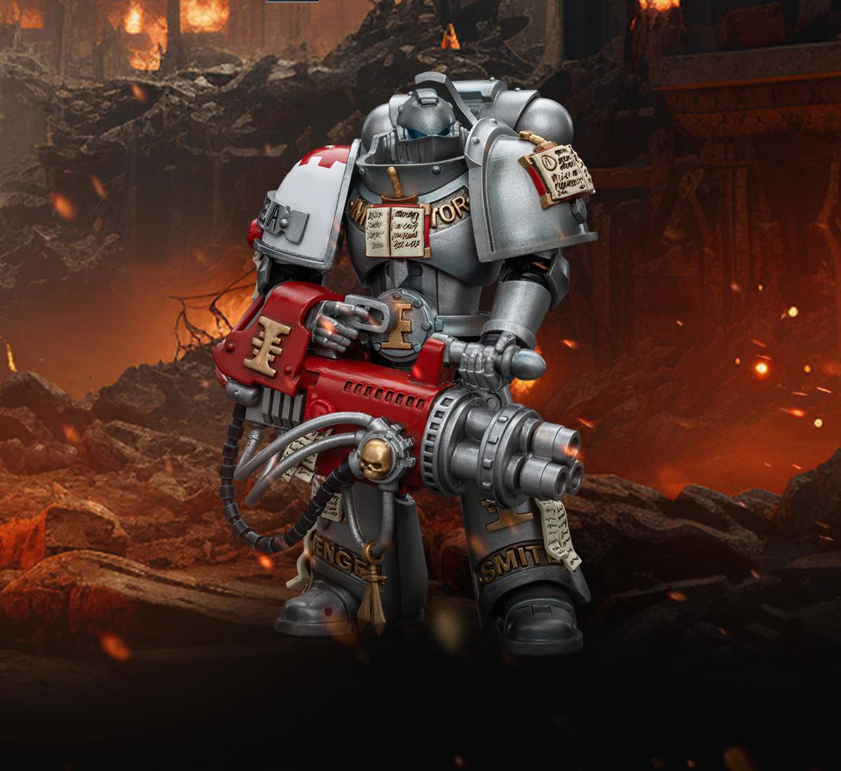 Figurine de collection JoyToy Warhammer 40K : Grey Knights Strike Squad, chevalier gris avec Psilencer, échelle 1:18, JT9008