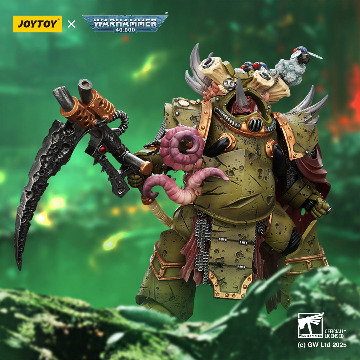 JOYTOY Death Guard Deathshroud Terminator with Manreaper and Plaguespurter Gauntlet & Champion with Manreaper and Plaguespurter Gauntlets 1/18 Scale Warhammer Action Figure