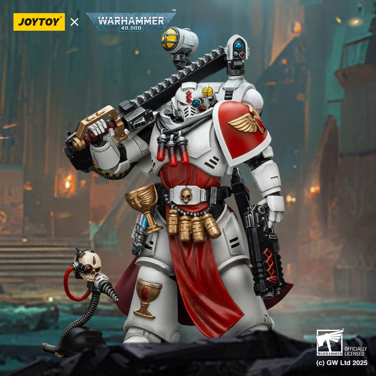JOYTOY Warhammer 40,000, Razorback with twin lascannon/Captain with Heavy Bolt Pistol & Power Sword/Sanguinary Priest with Heavy bolt pistol chainsword and narthecium/Captain with Inferno Pistol & Power Fist, 1/18 Scale Action Figure