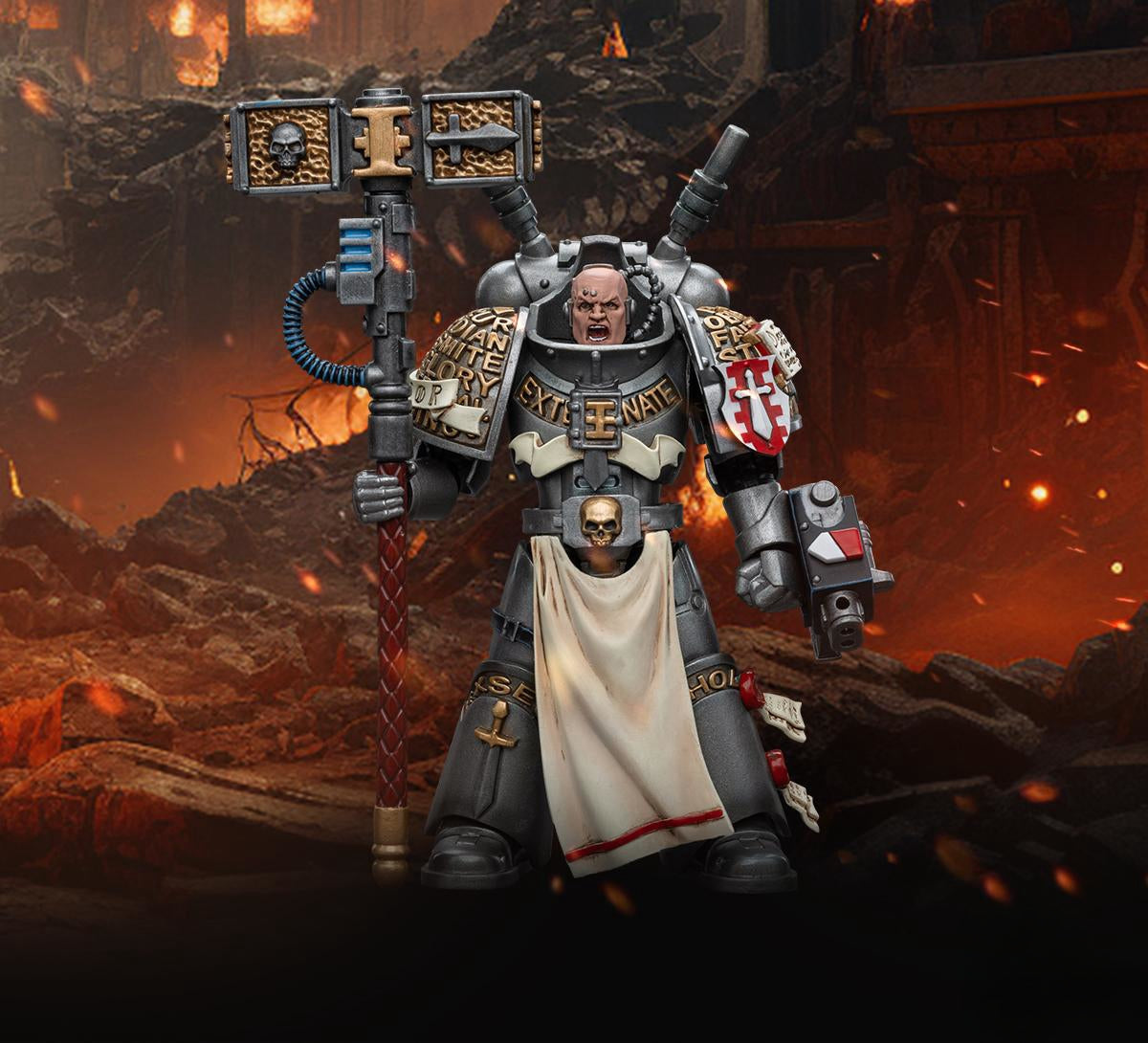 Figurine de collection JoyToy Warhammer 40K : Grey Knights Interceptor Squad Interceptor Justicar, figurine articulée à l'échelle 1:18, JT8964