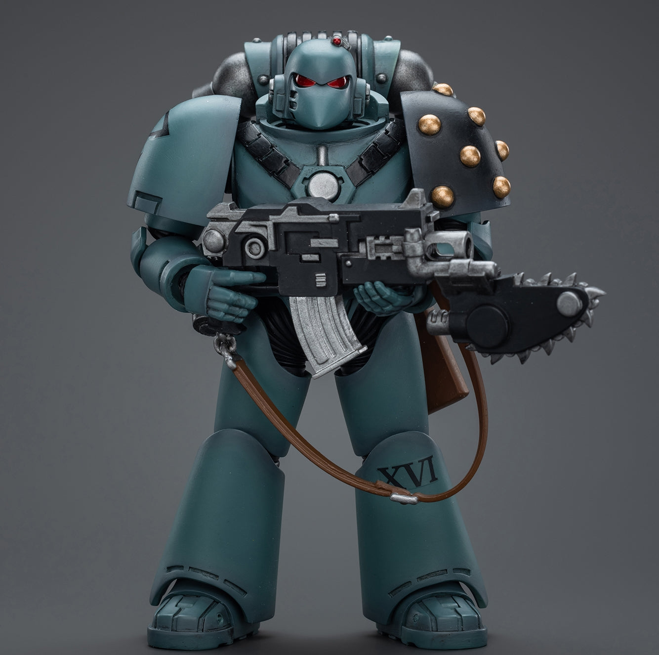 Figurine de collection JoyToy Warhammer The Horus Heresy : Sons of Horus MKVI Tactical Squad Legionary avec Bolter et Chainblade, échelle 1:18, JT9497