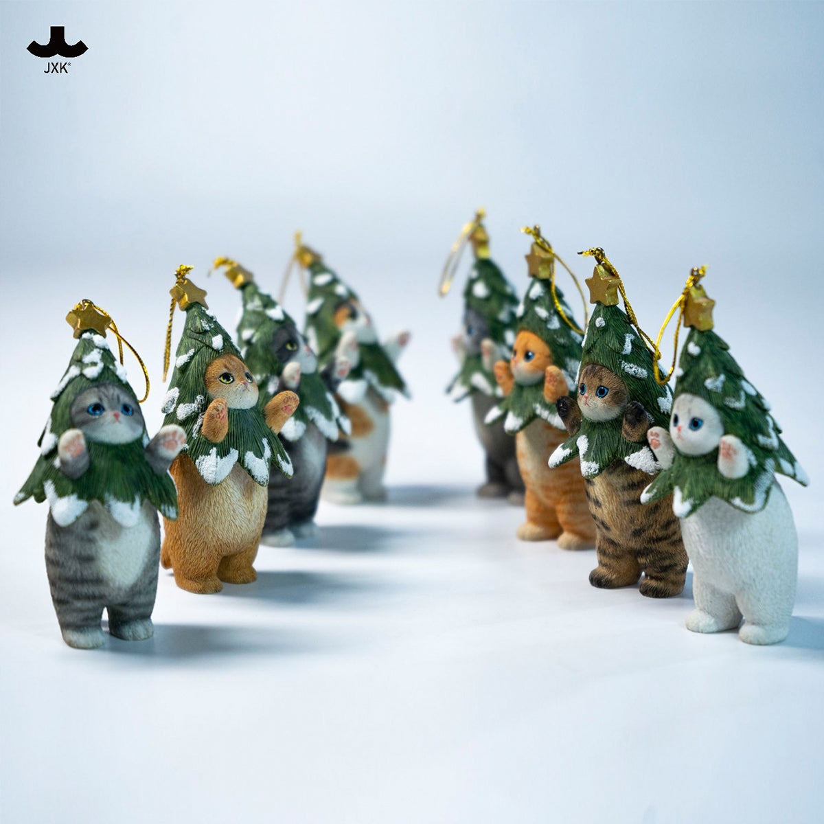 JXK Christmas Cat Tree Static Expertly Hand-Painted Lifelike Animal Figurine