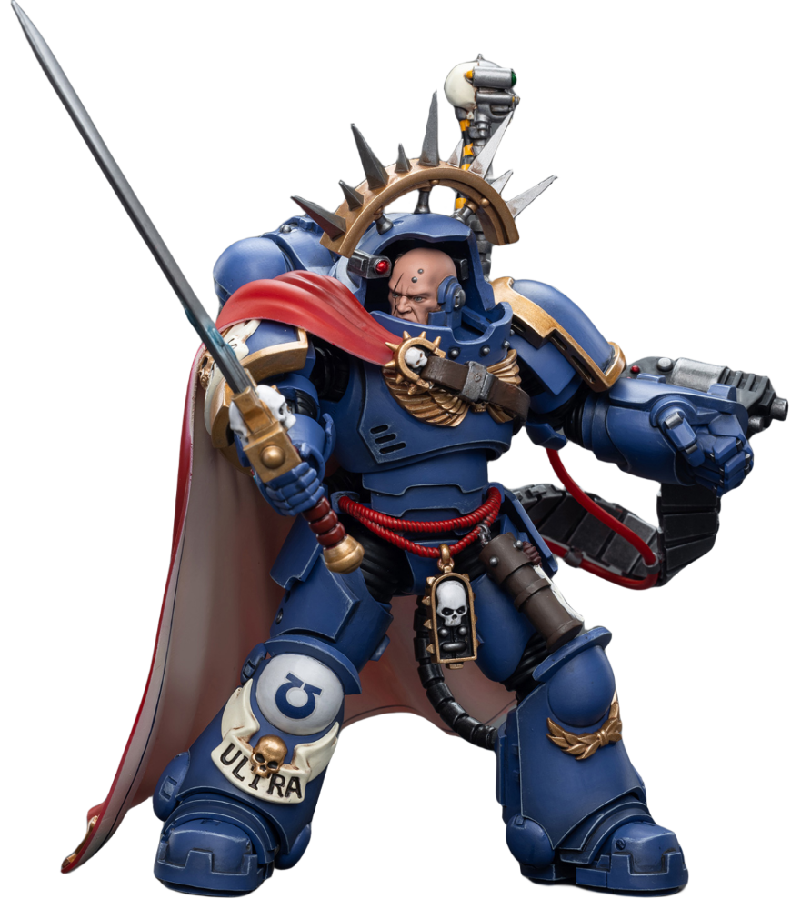 Figurine de collection JoyToy Warhammer 40K : Capitaine Ultramarine en armure Gravis, échelle 1:18