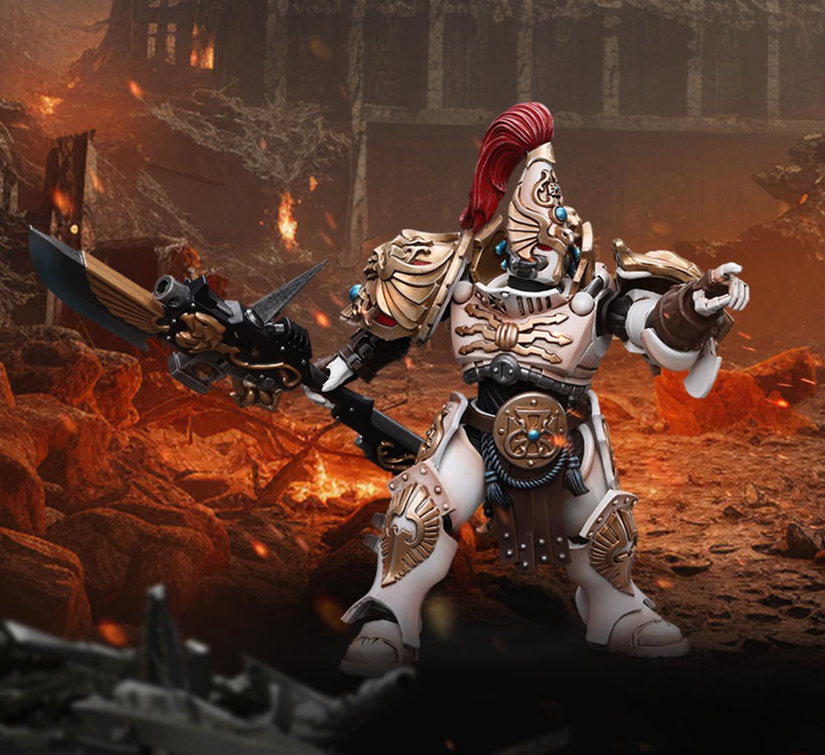 JoyToy 40K Figurine de collection : Adeptus Custodes Montre solaire Vexilus Praetor Figurines à l'échelle 1/18