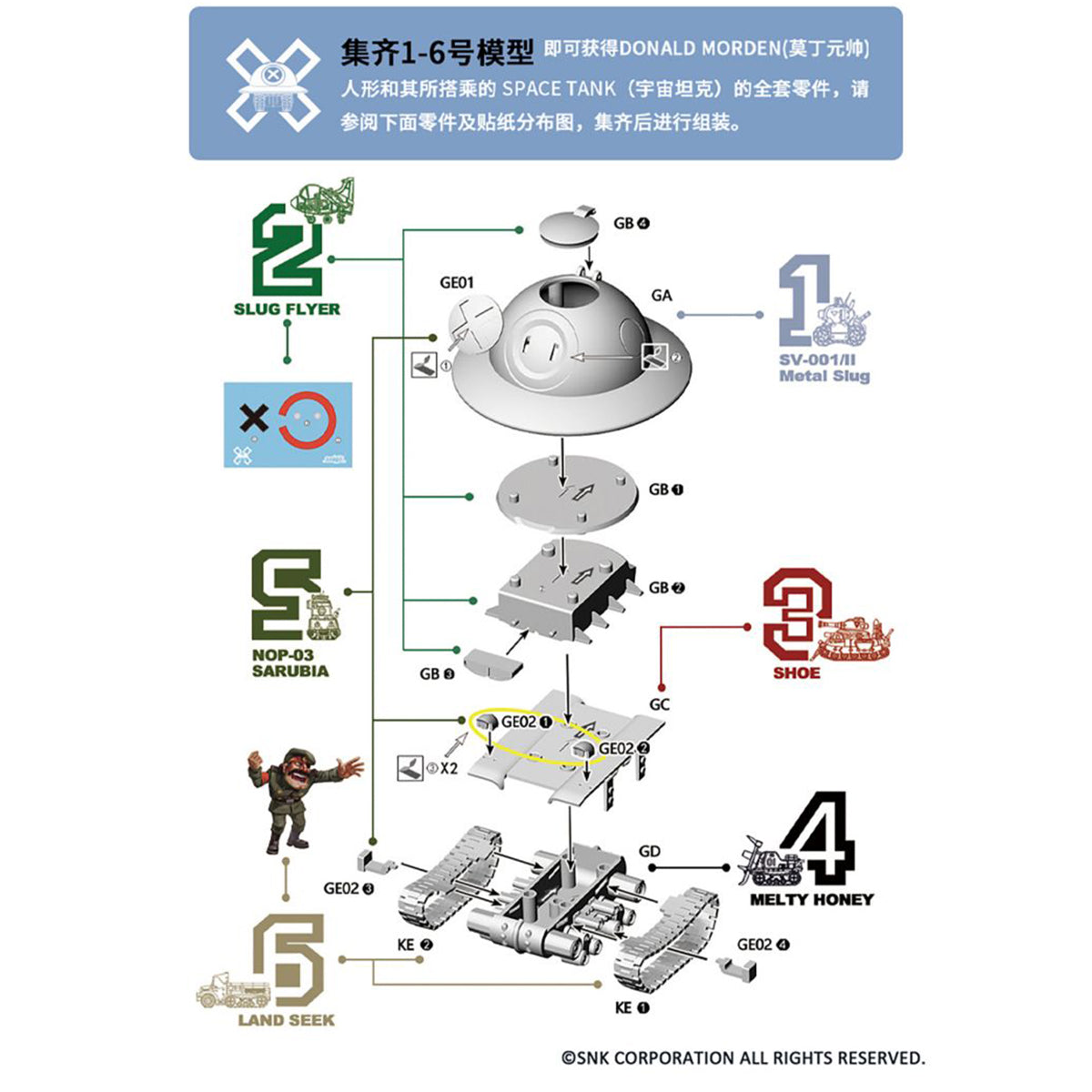 Xinshi Model Metal Slug X 6‑Piece Set Assembly Model Kits